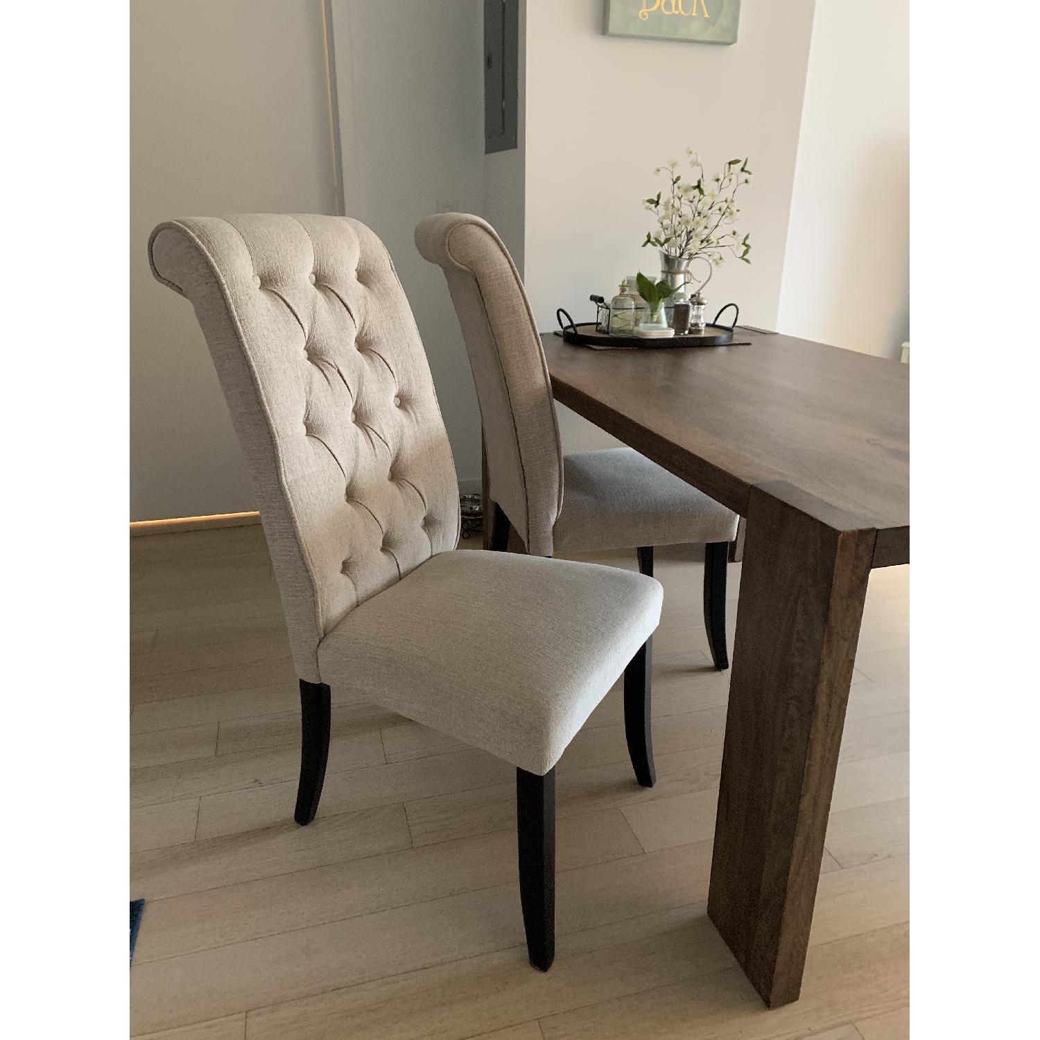 Charlton Home Tufted Linen Dining Chairs - image-1