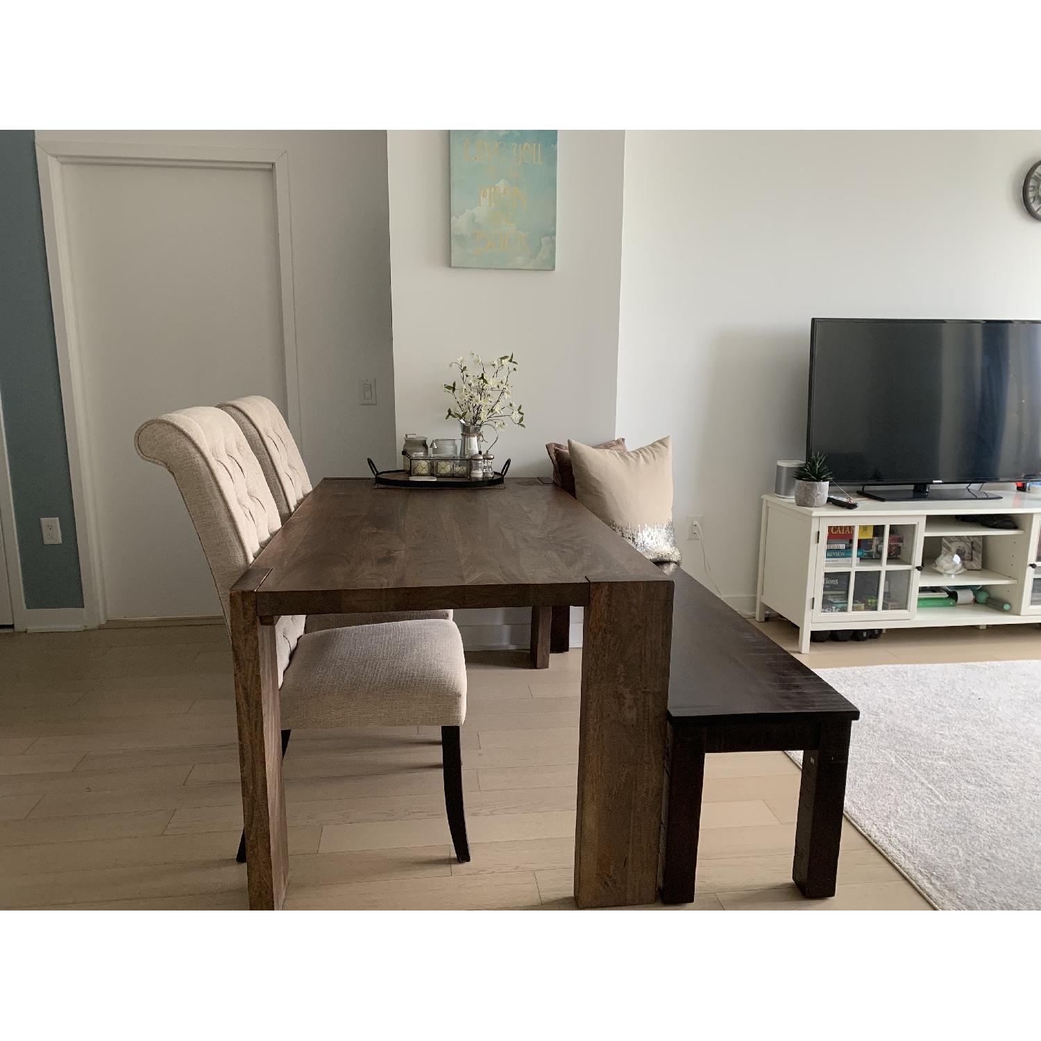 Charlton Home Tufted Linen Dining Chairs - image-2