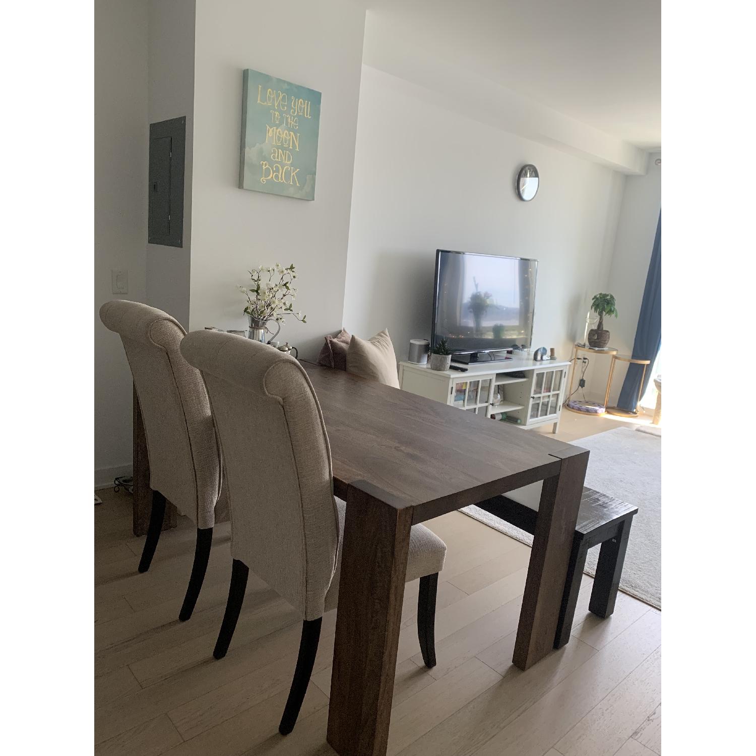 Charlton Home Tufted Linen Dining Chairs - image-3