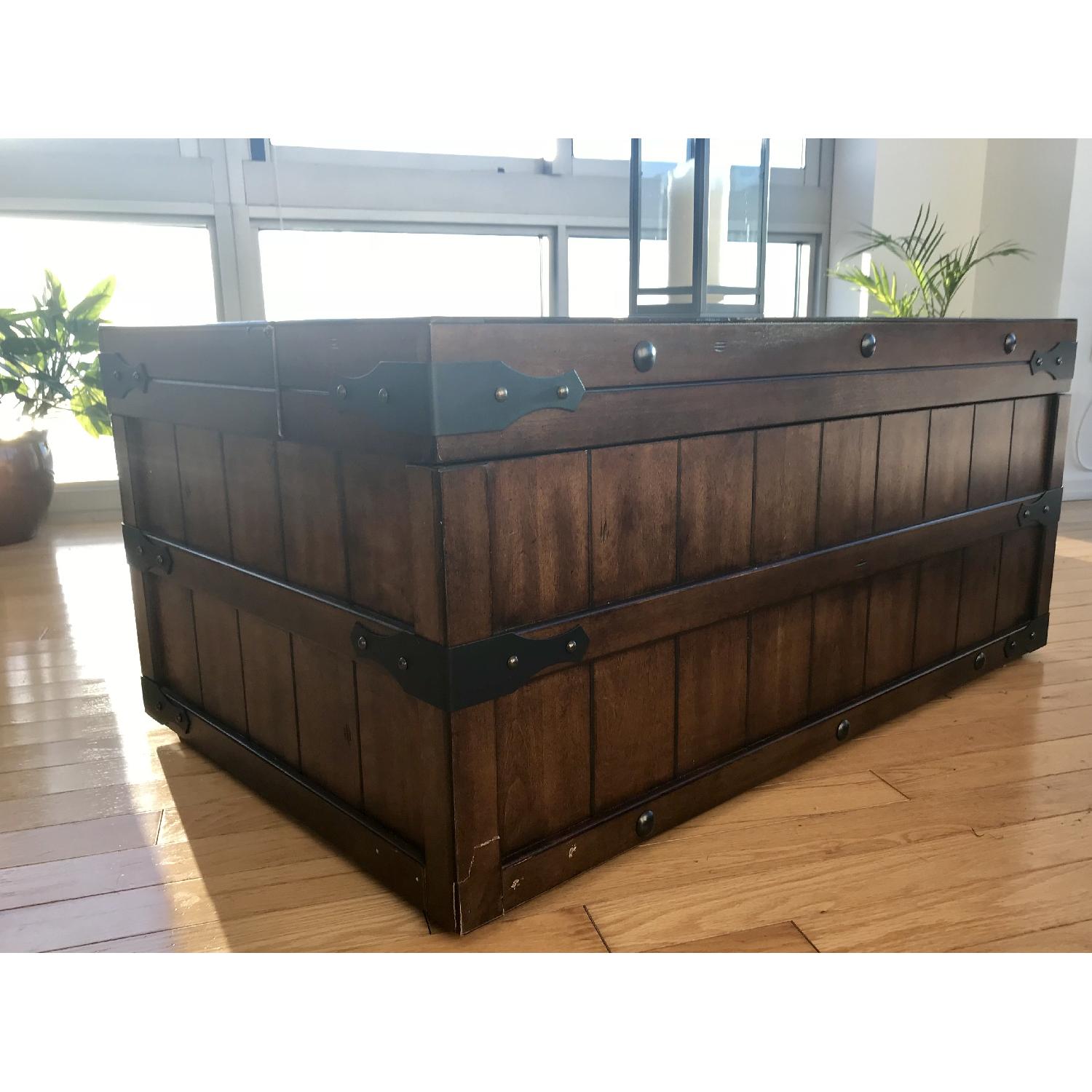 Dark Wood Storage Trunk Coffee Table - image-2
