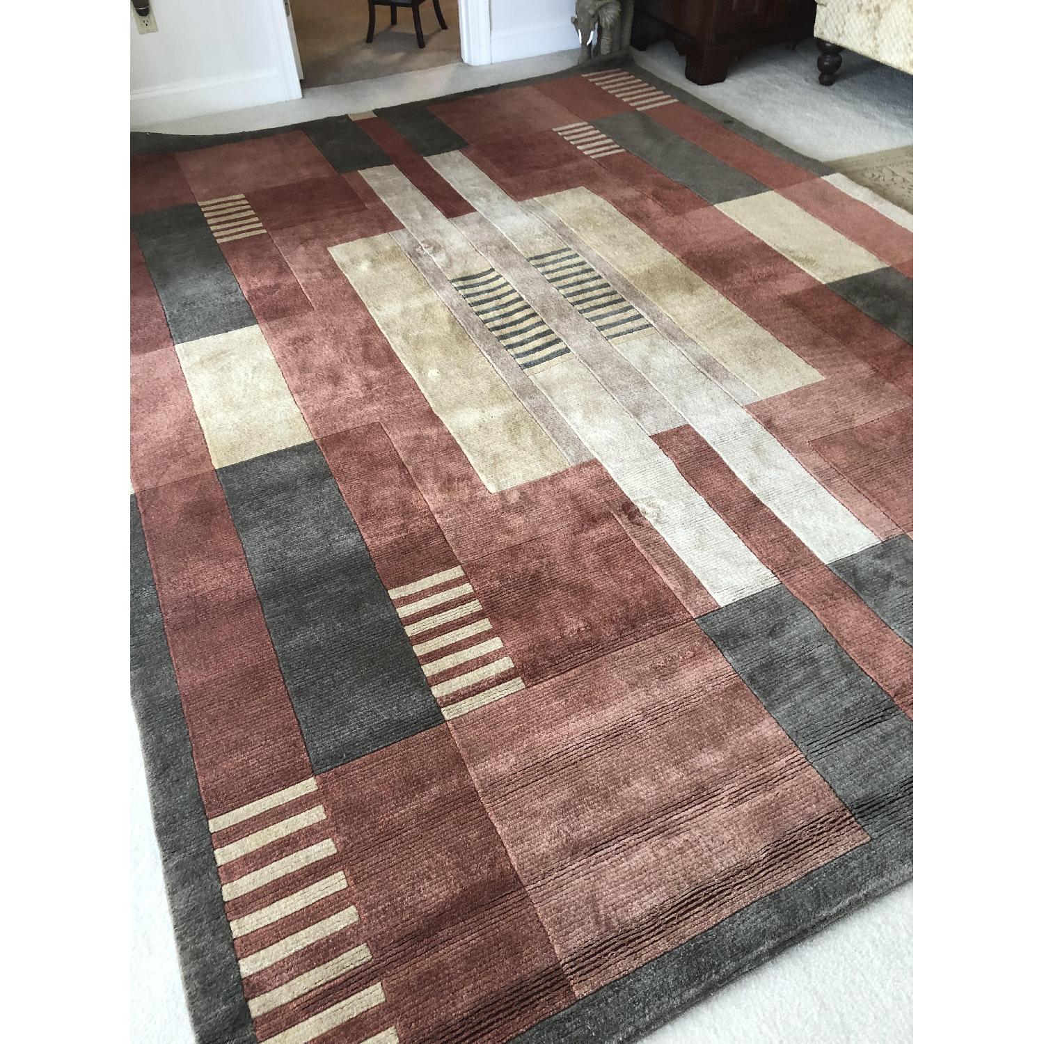 Art Deco Wool Area Rug - image-1