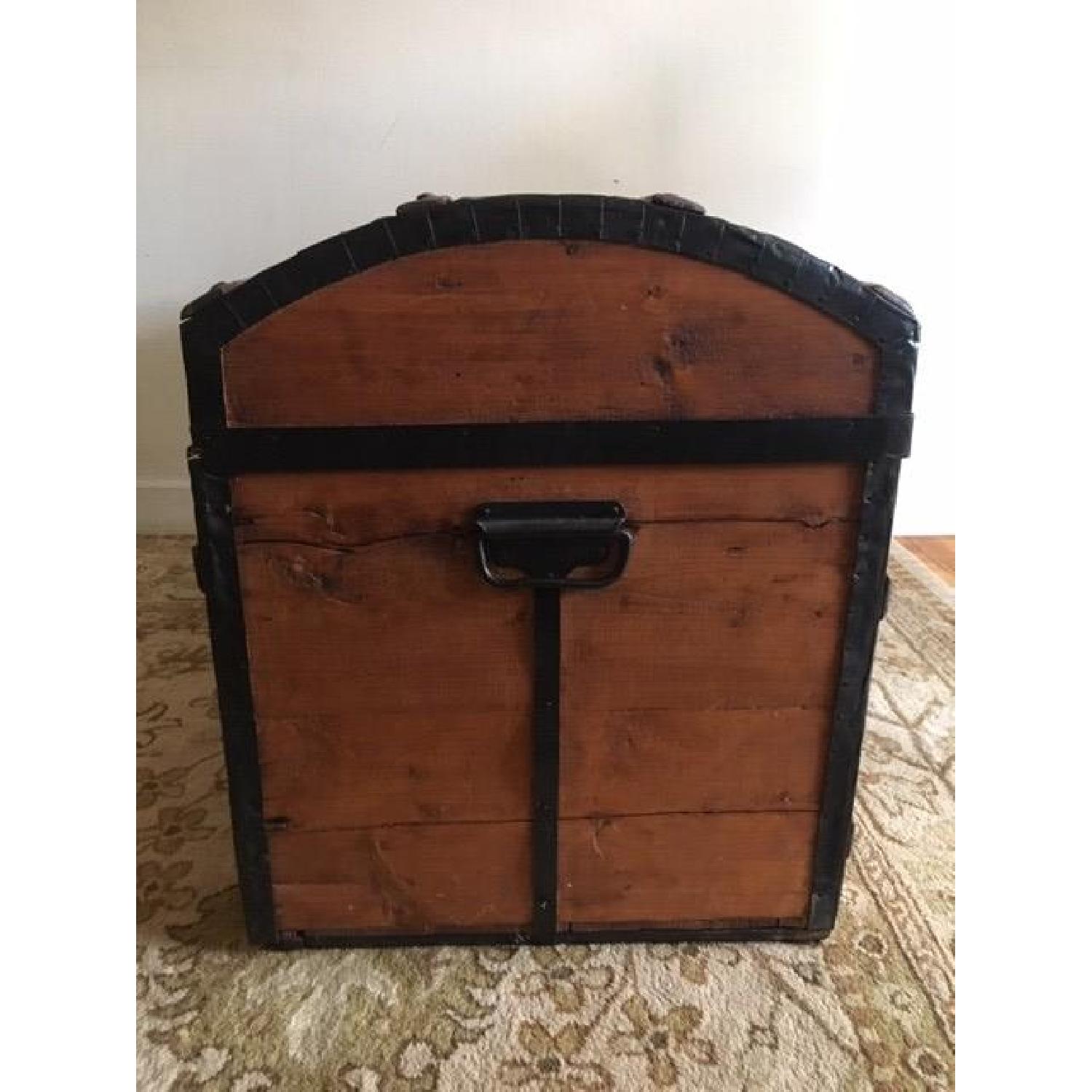 Antique 19th Century Wooden Dome Top Steamer Trunk Chest - image-3