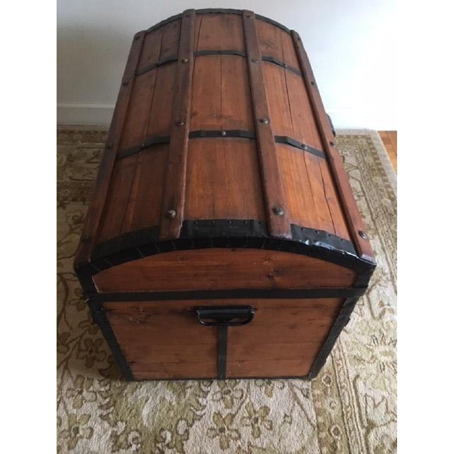 Antique 19th Century Wooden Dome Top Steamer Trunk Chest - image-4