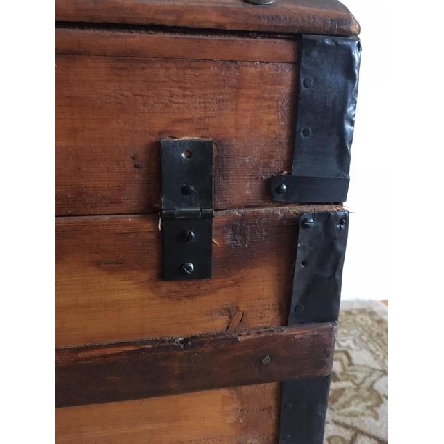 Antique 19th Century Wooden Dome Top Steamer Trunk Chest - image-10