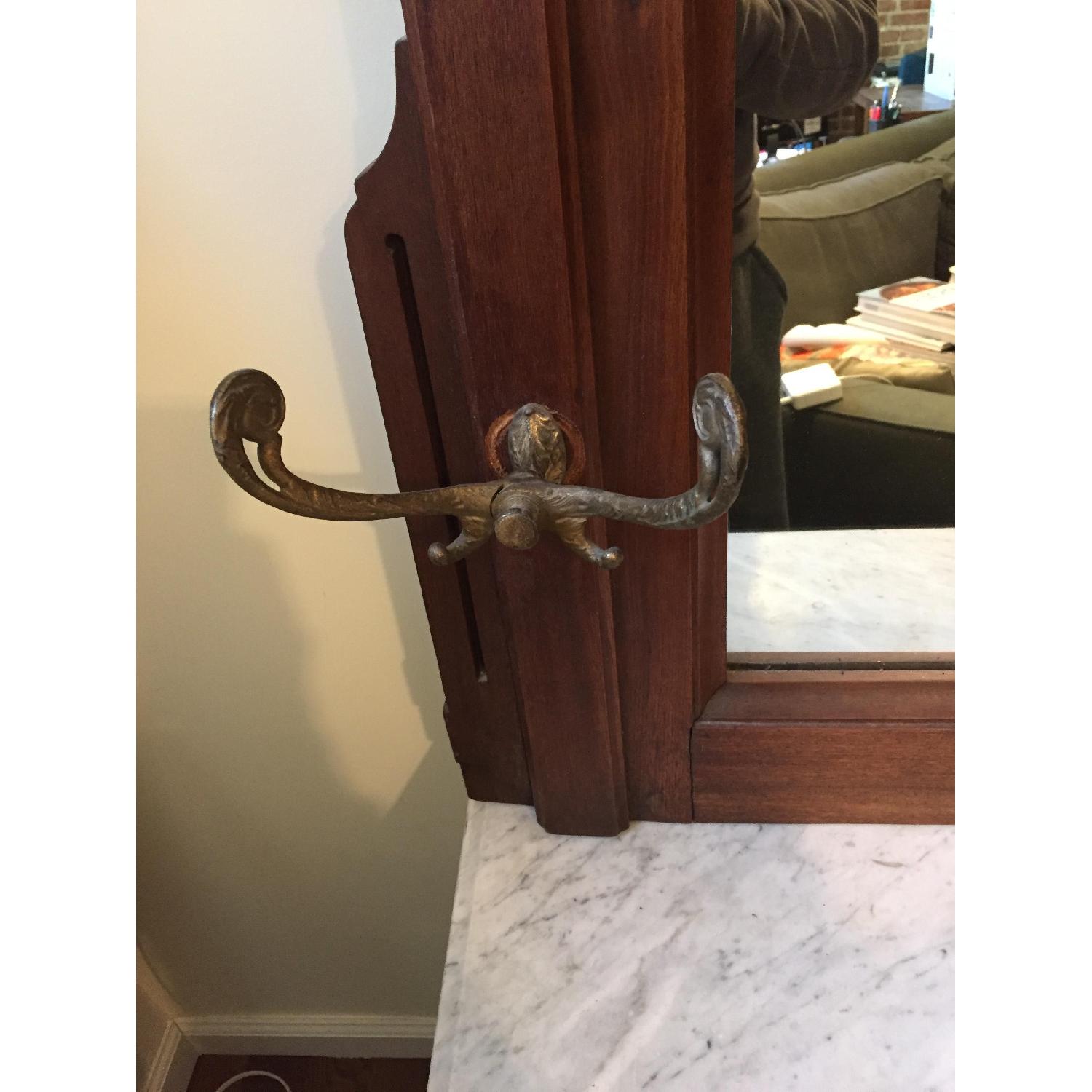 Antique Hall Tree w/ Mirror w/ Marble top - image-3