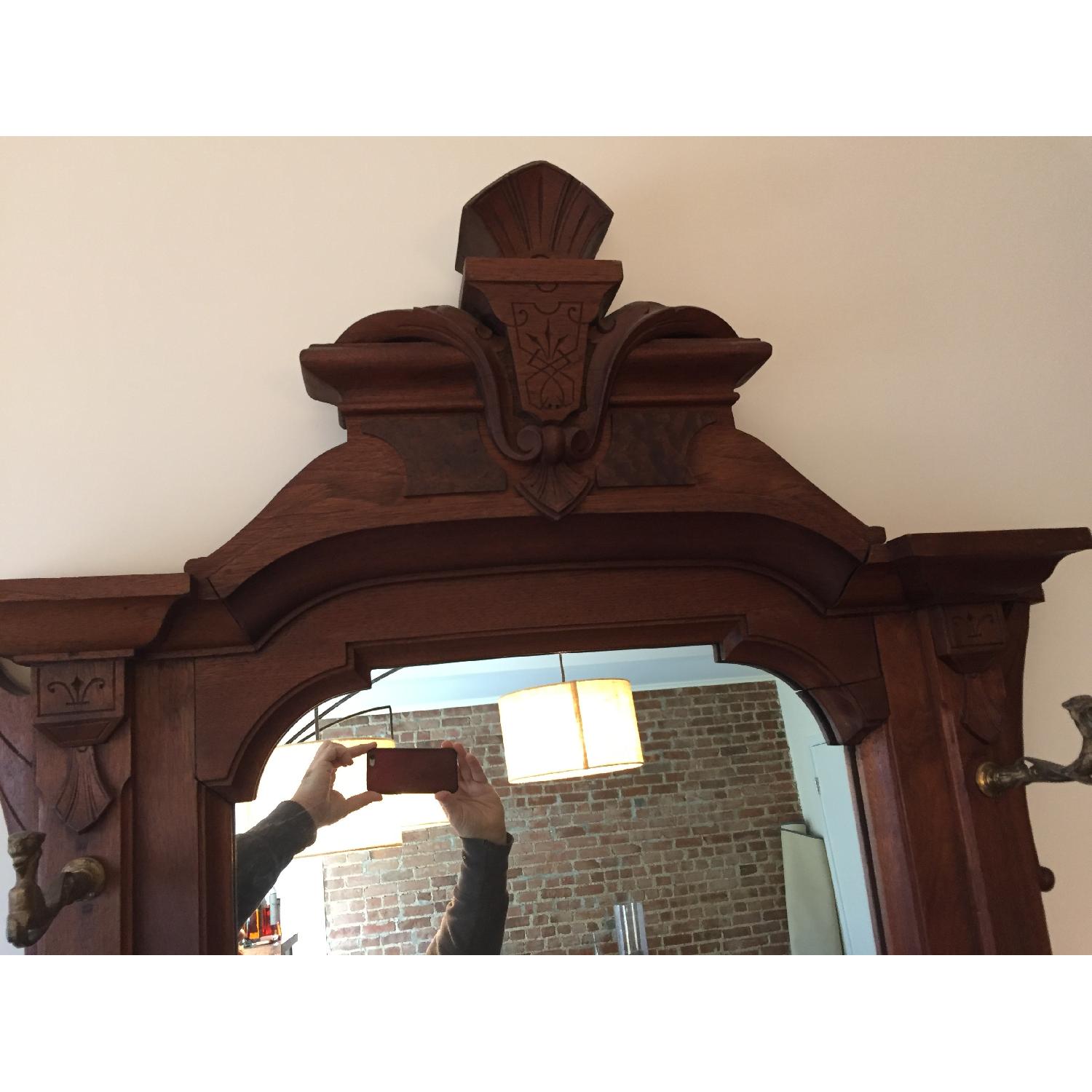 Antique Hall Tree w/ Mirror w/ Marble top - image-5