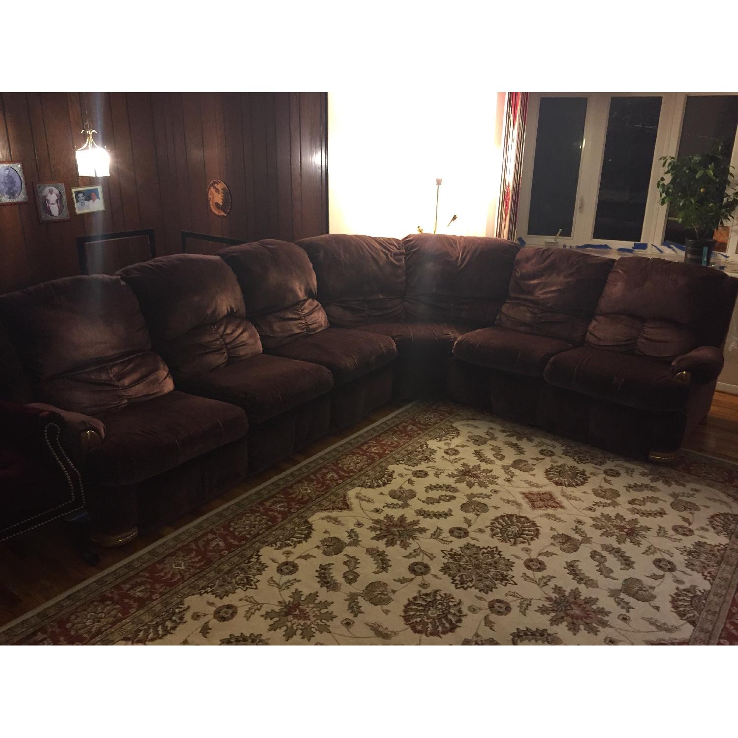 Burgundy Suede Sectional Sofa - image-1