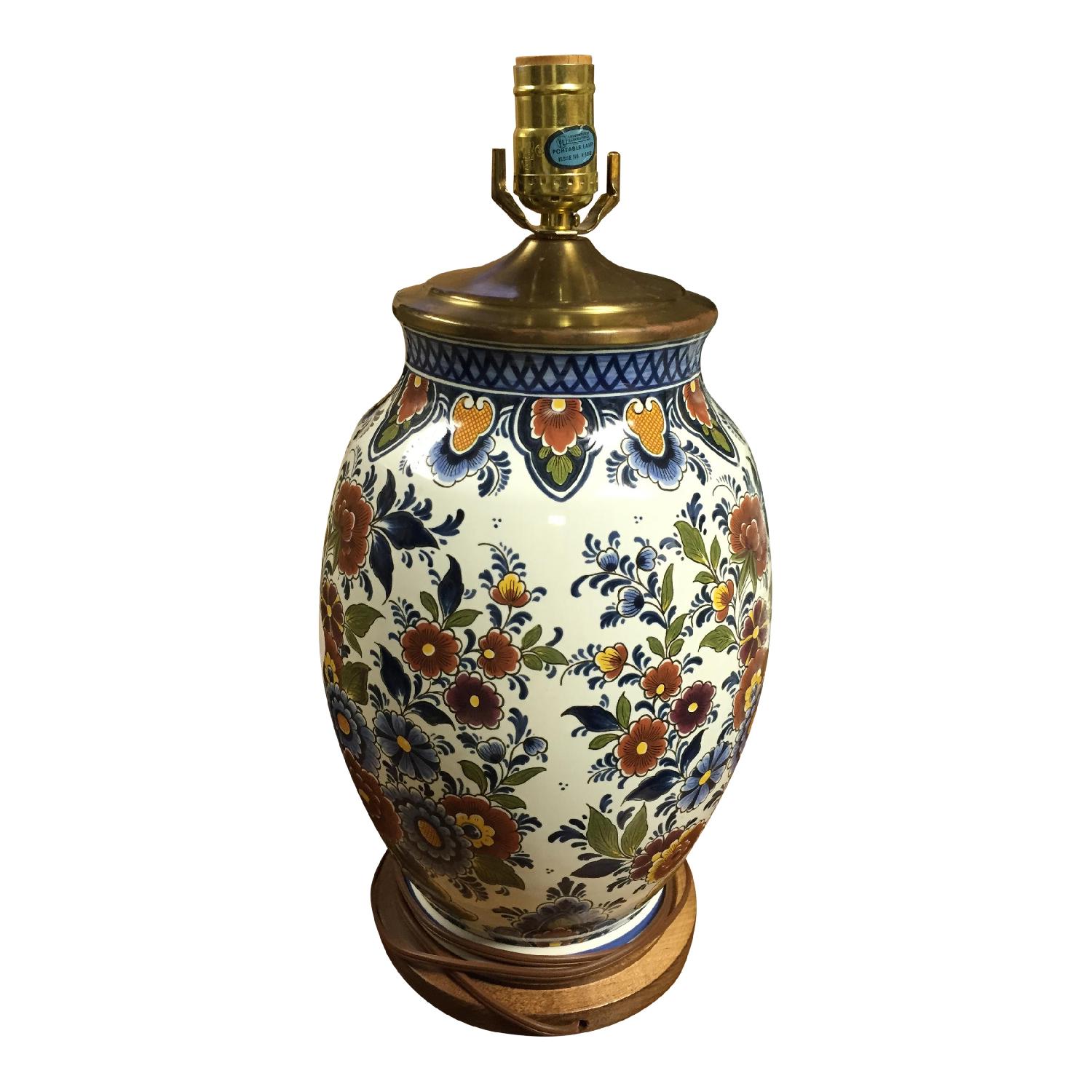 Antique Hand-Painted Porcelain Lamp - image-0
