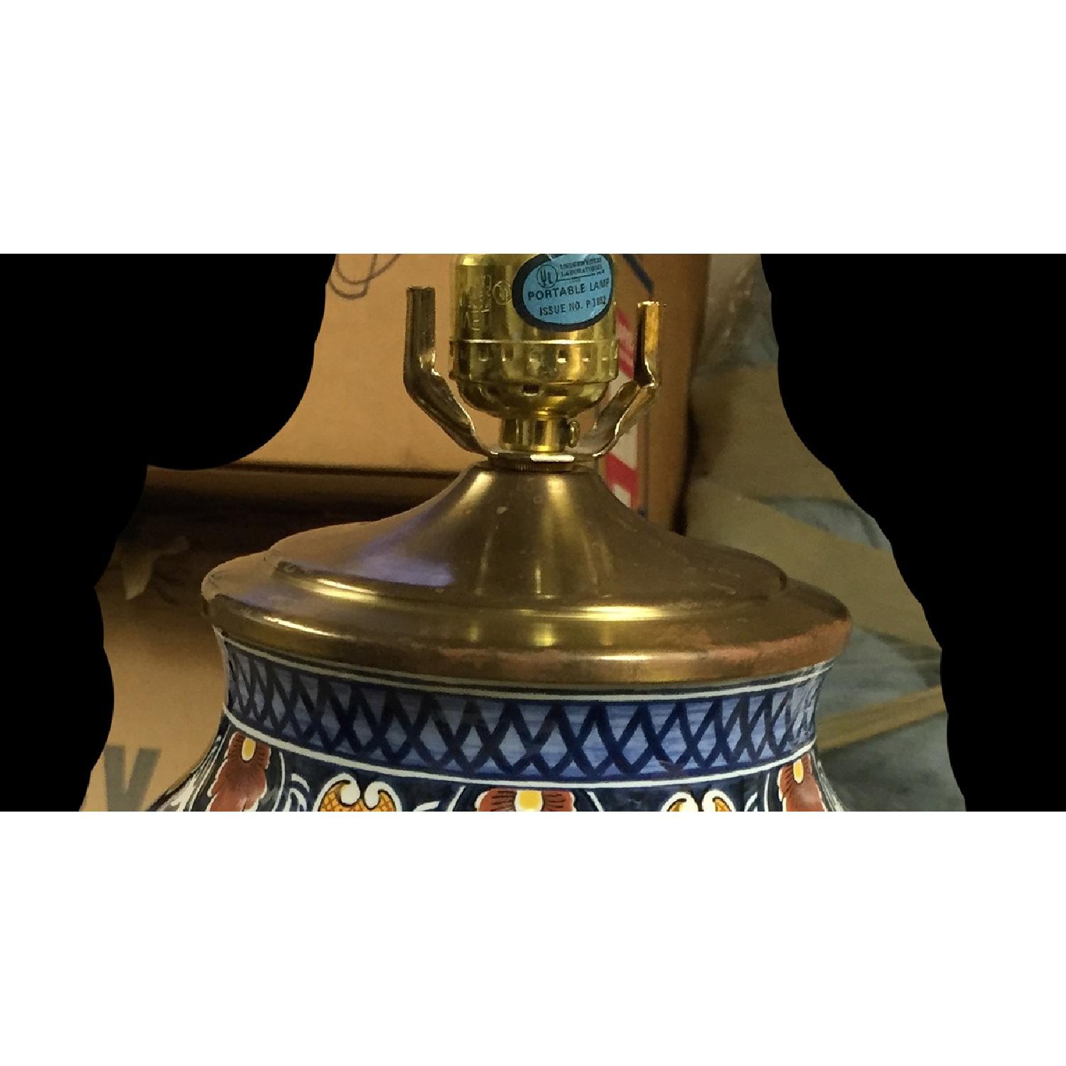 Antique Hand-Painted Porcelain Lamp - image-2