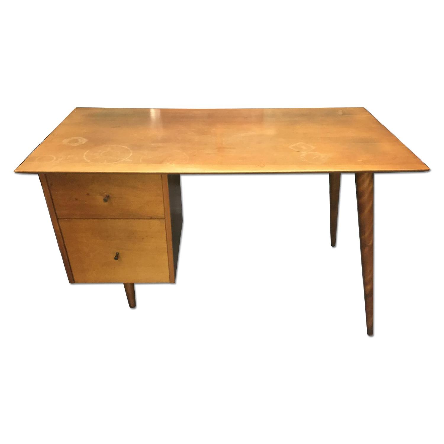 Paul McCobb Mid Century Solid Maple Planner Group Desk - AptDeco
