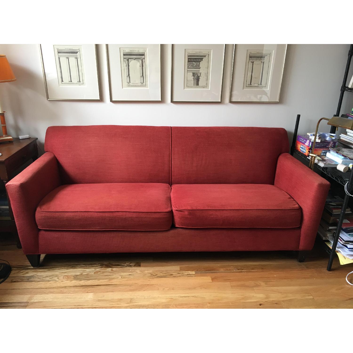 Crate & Barrel Red Fabric Sofa - image-1
