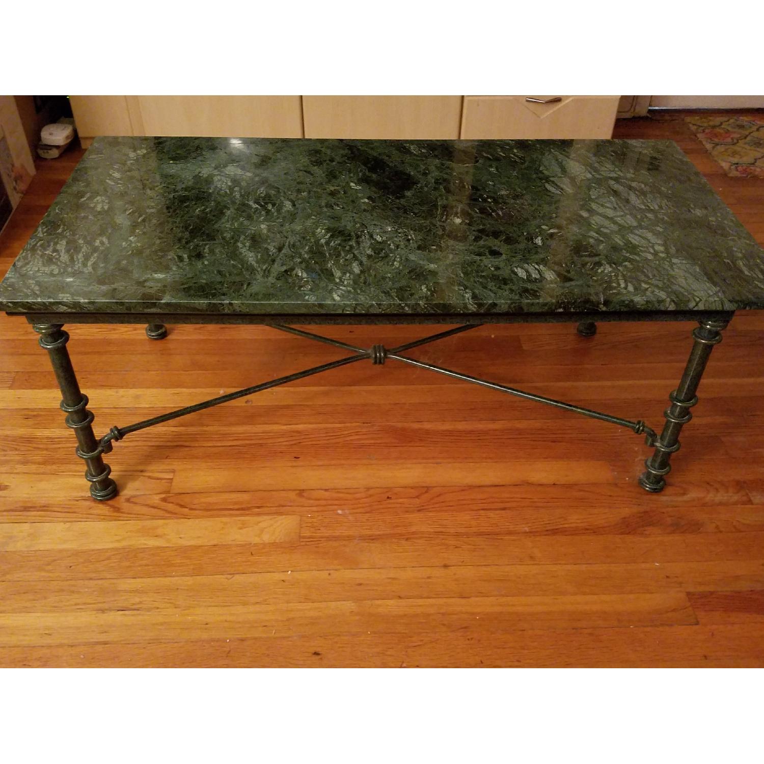 Pier 1 Custom Green Marble Cocktail Table AptDeco