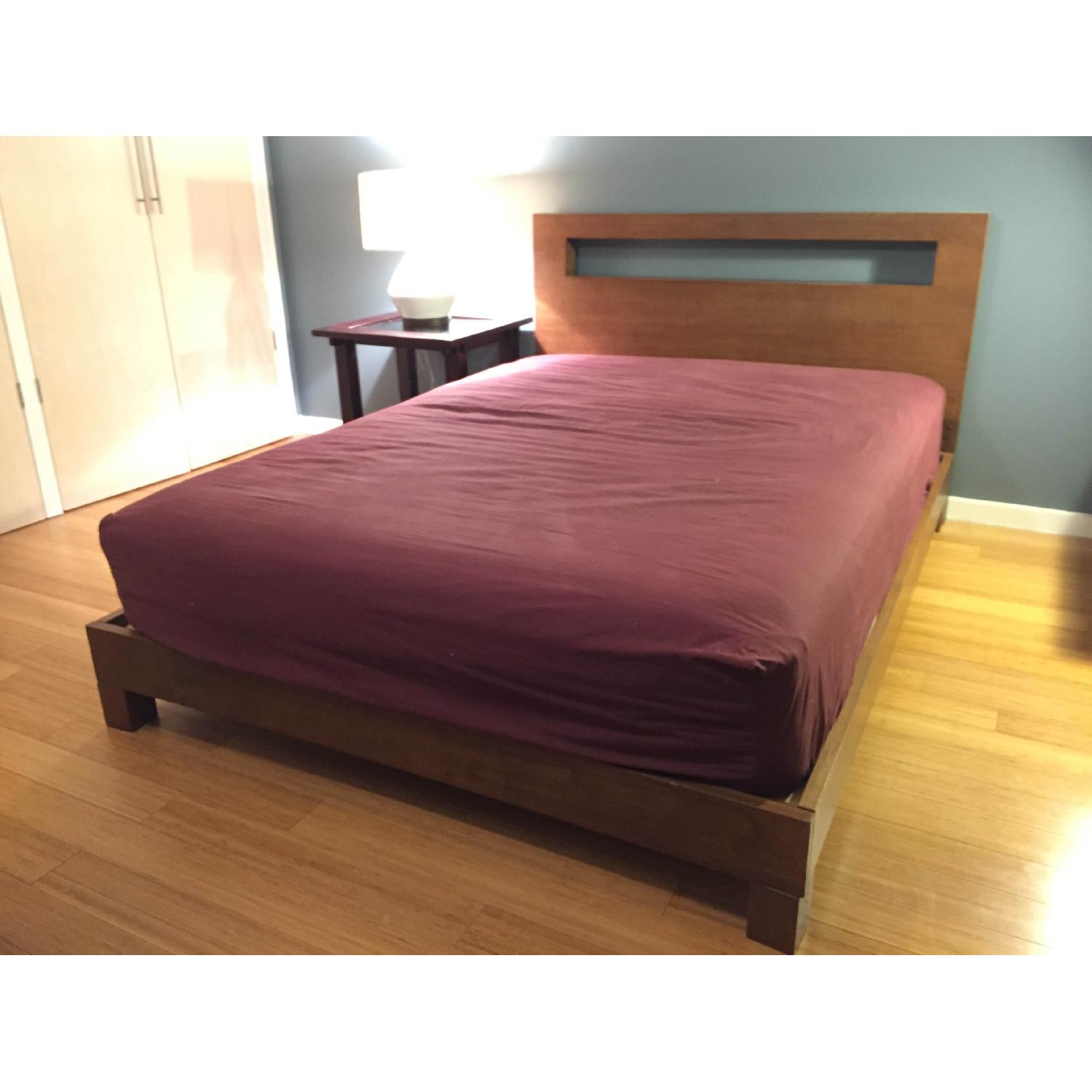 West Elm Simple Full Size Low Bed Frame w/ Cutout Headboard - image-1