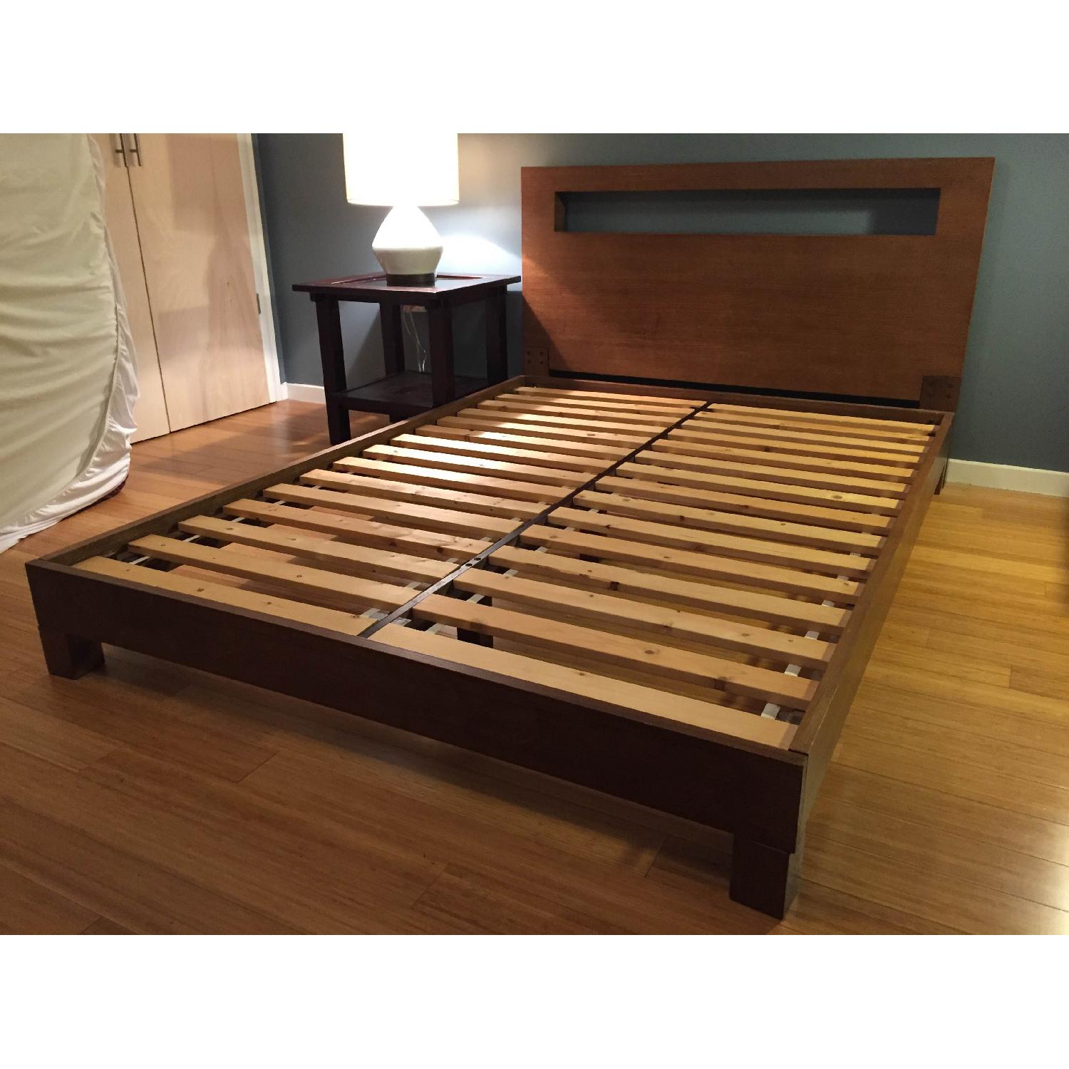 West Elm Simple Full Size Low Bed Frame w/ Cutout Headboard - image-4