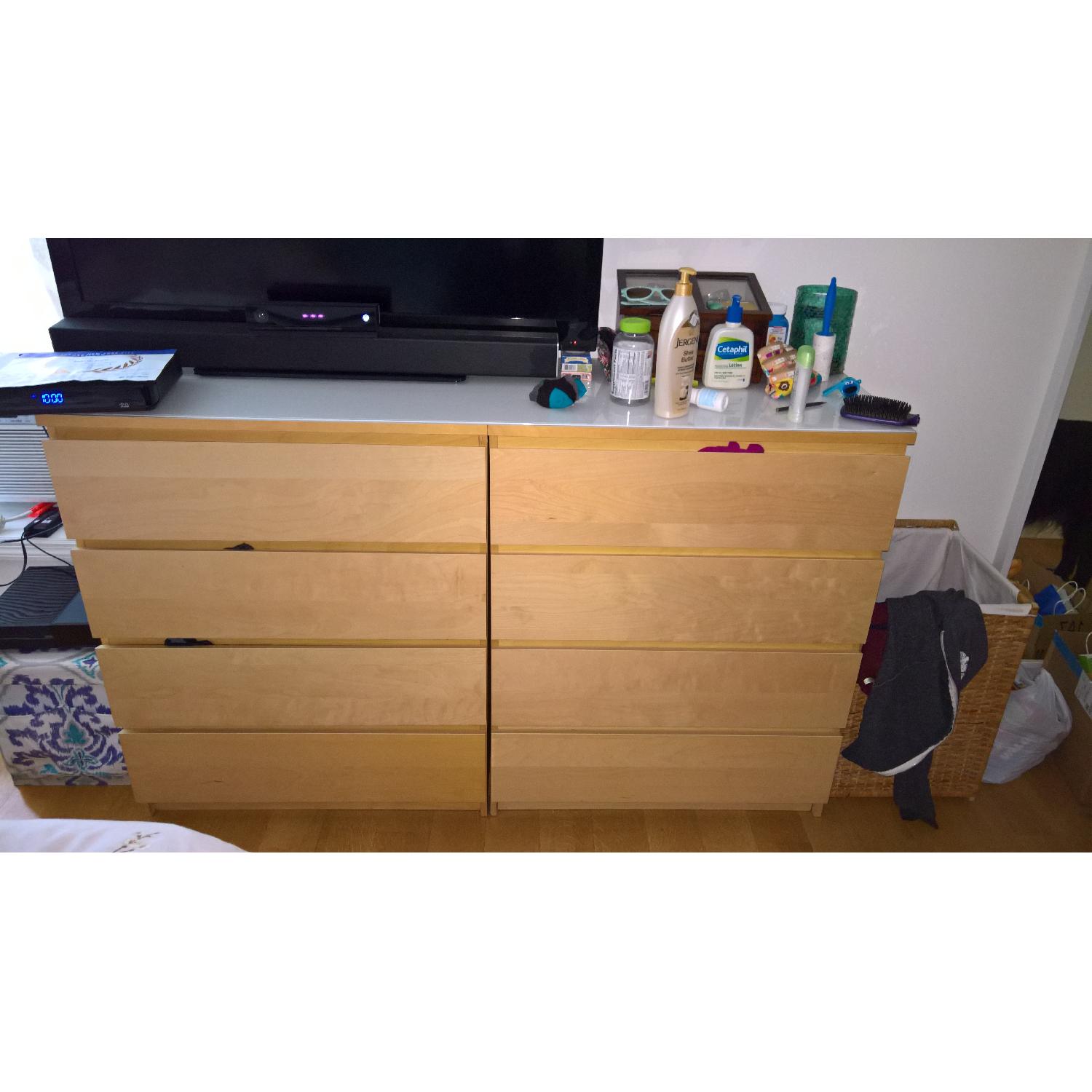Ikea Malm 4 Drawer Dressers w/ Glass Top - image-1