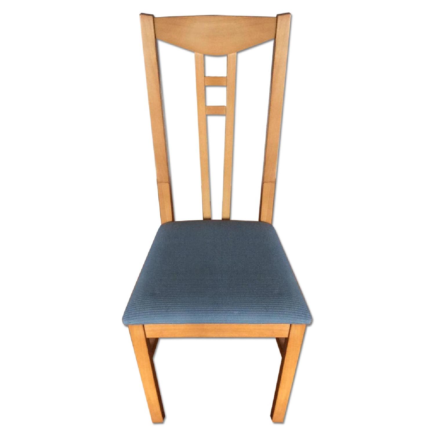 Ikea Dining Chairs w/ Blue Cushions AptDeco