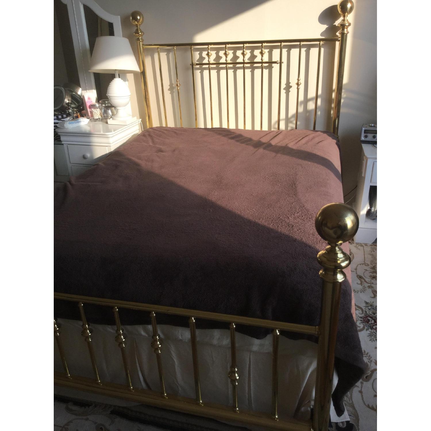 Charles P. Rogers Vintage Brass Queen Size Bed w/ Headboard & Footboard
