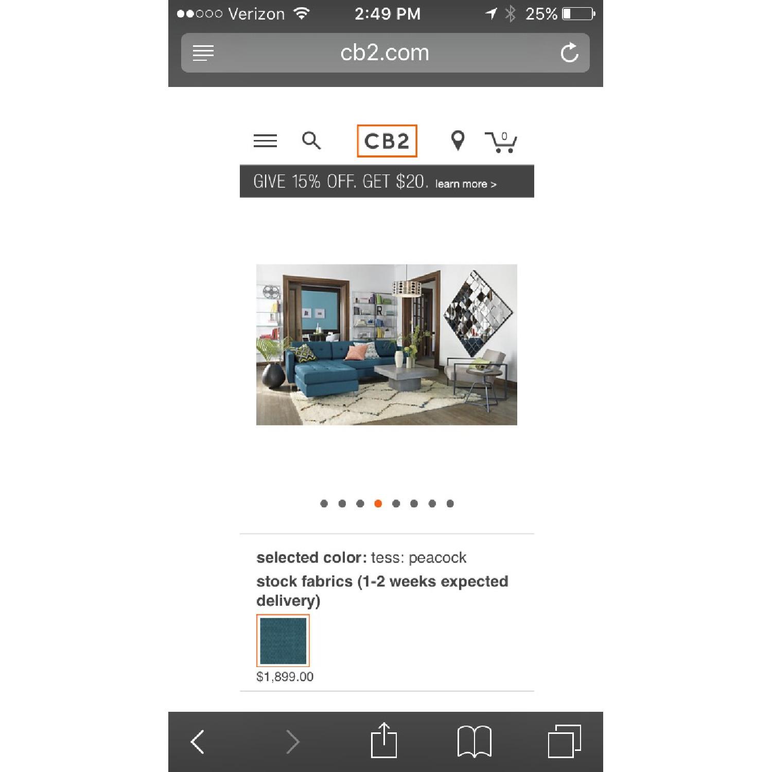 CB2 Ditto II Peacock Sectional Sofa - image-2