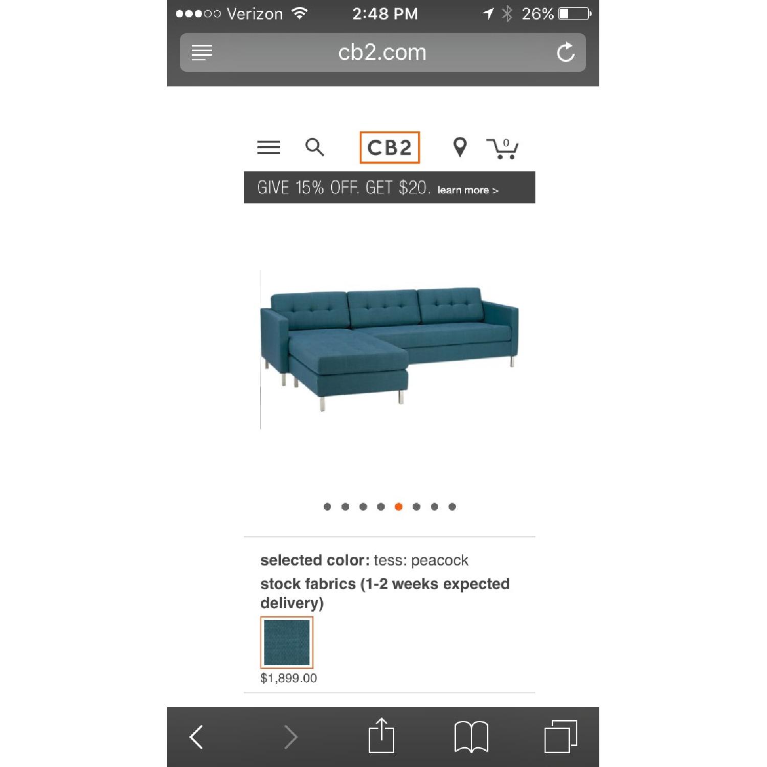 CB2 Ditto II Peacock Sectional Sofa - image-6