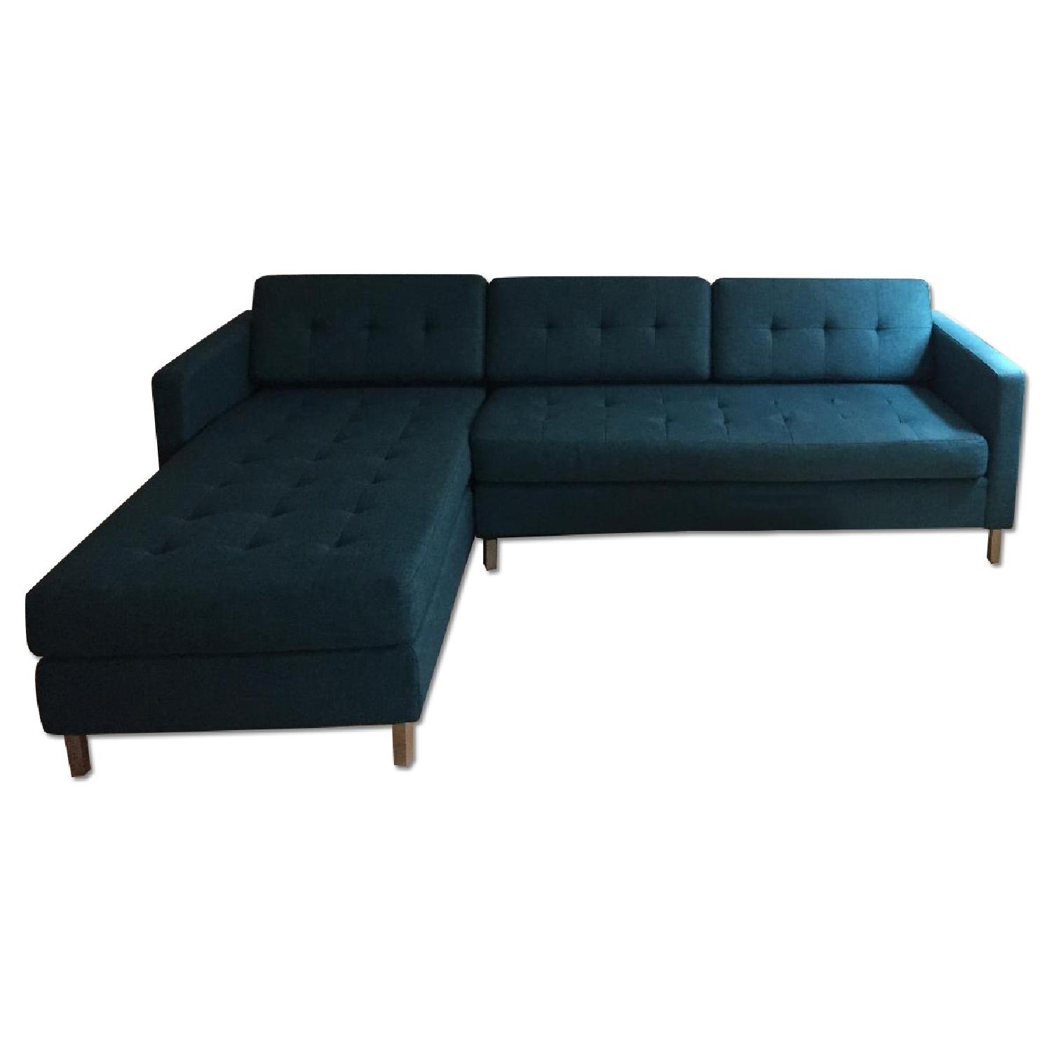 CB2 Ditto II Peacock Sectional Sofa AptDeco