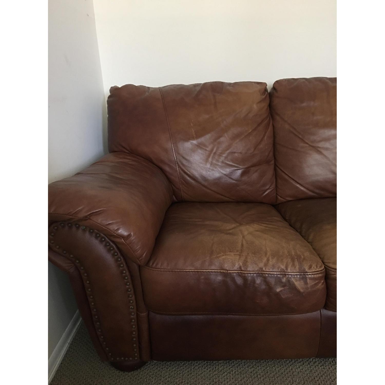 Leather 3 Seat Sofa in Mocha Brown - image-2