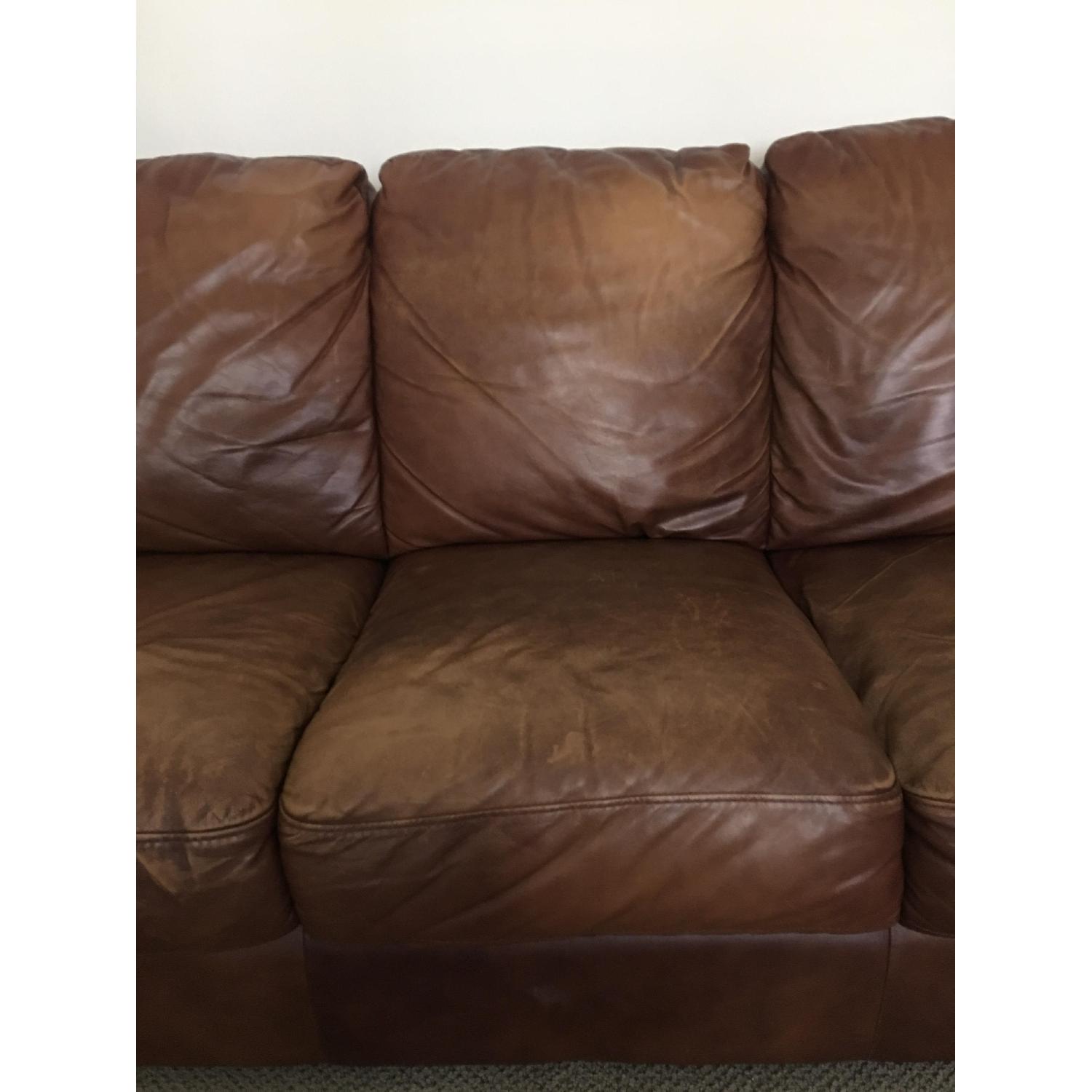 Leather 3 Seat Sofa in Mocha Brown - image-3