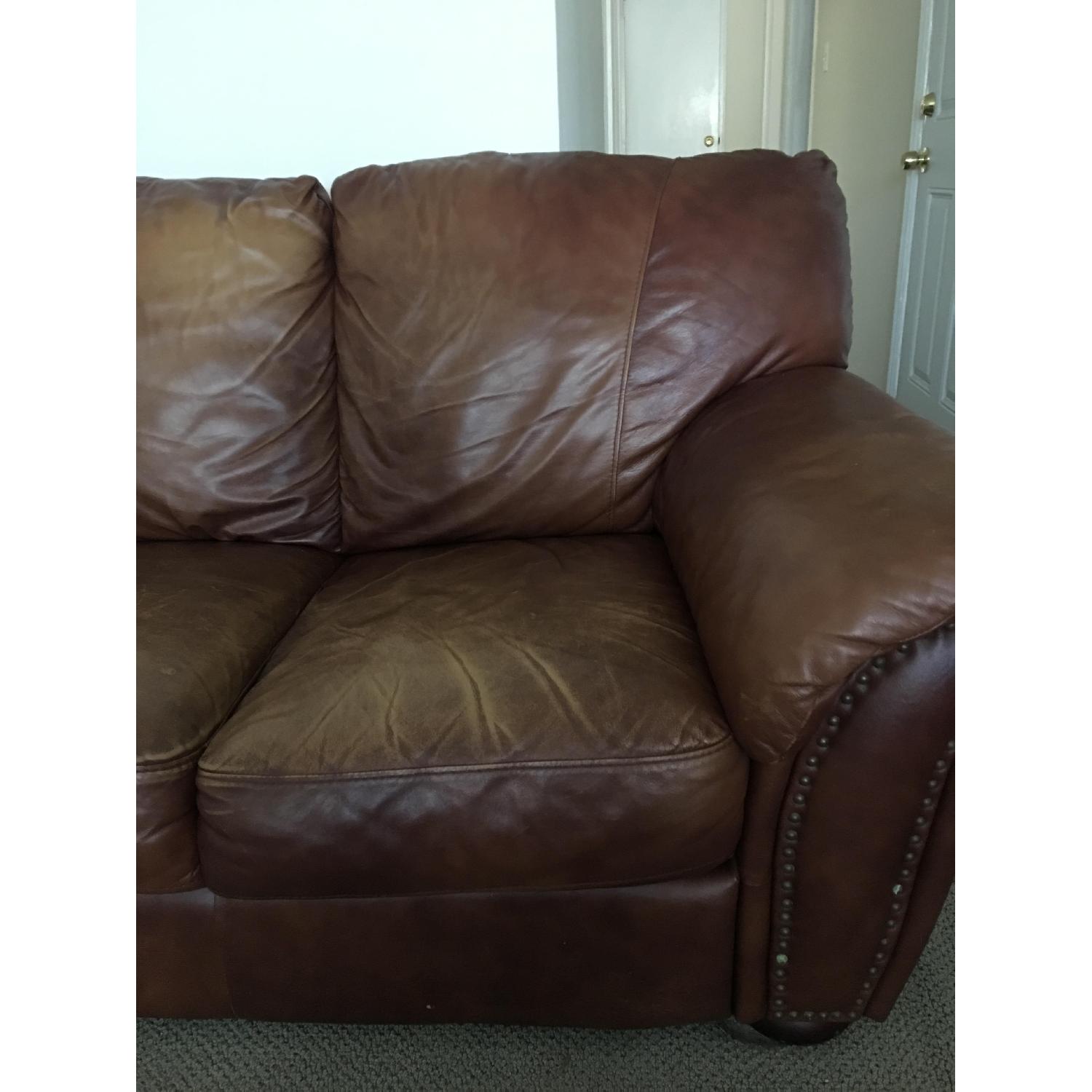 Leather 3 Seat Sofa in Mocha Brown - image-4