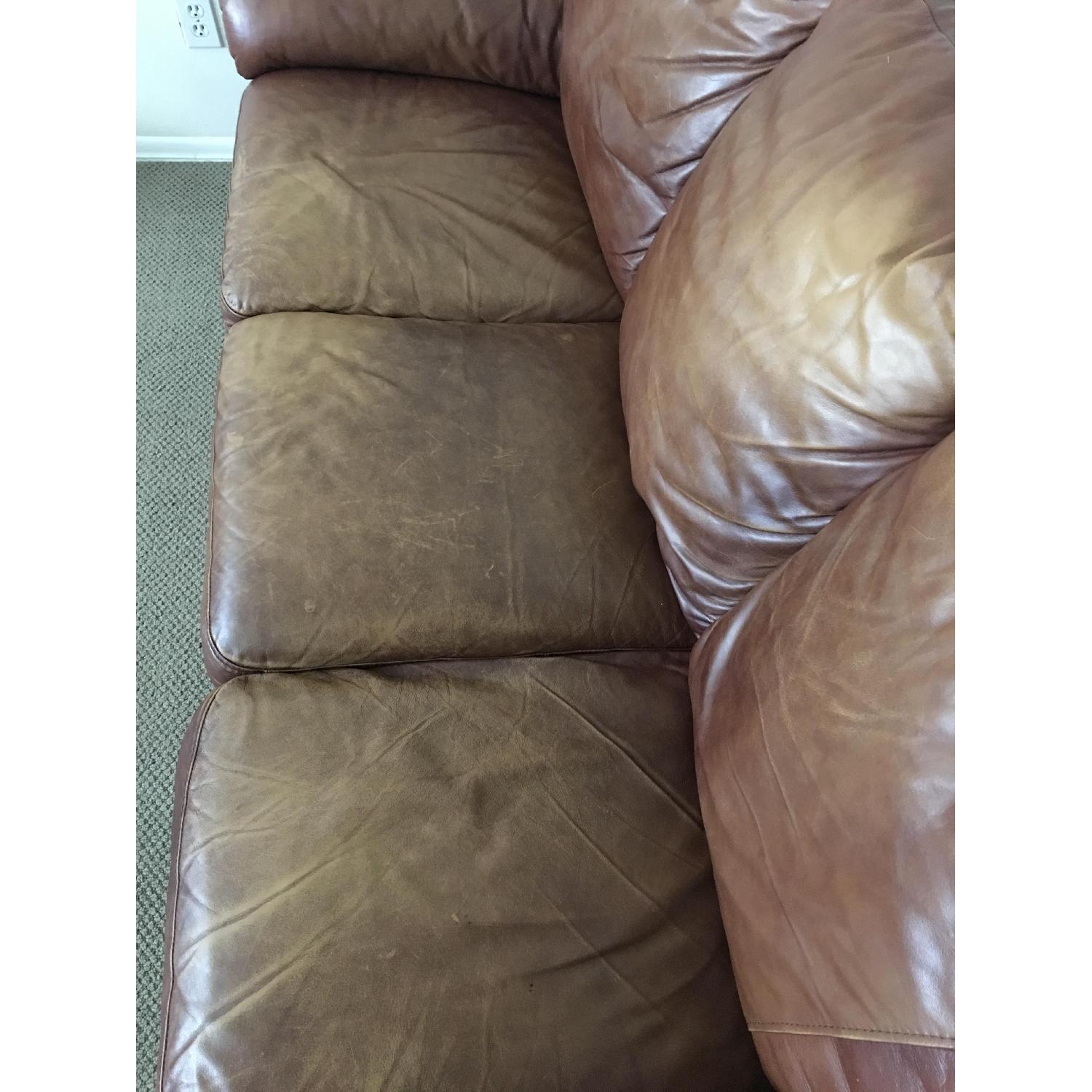Leather 3 Seat Sofa in Mocha Brown - image-5