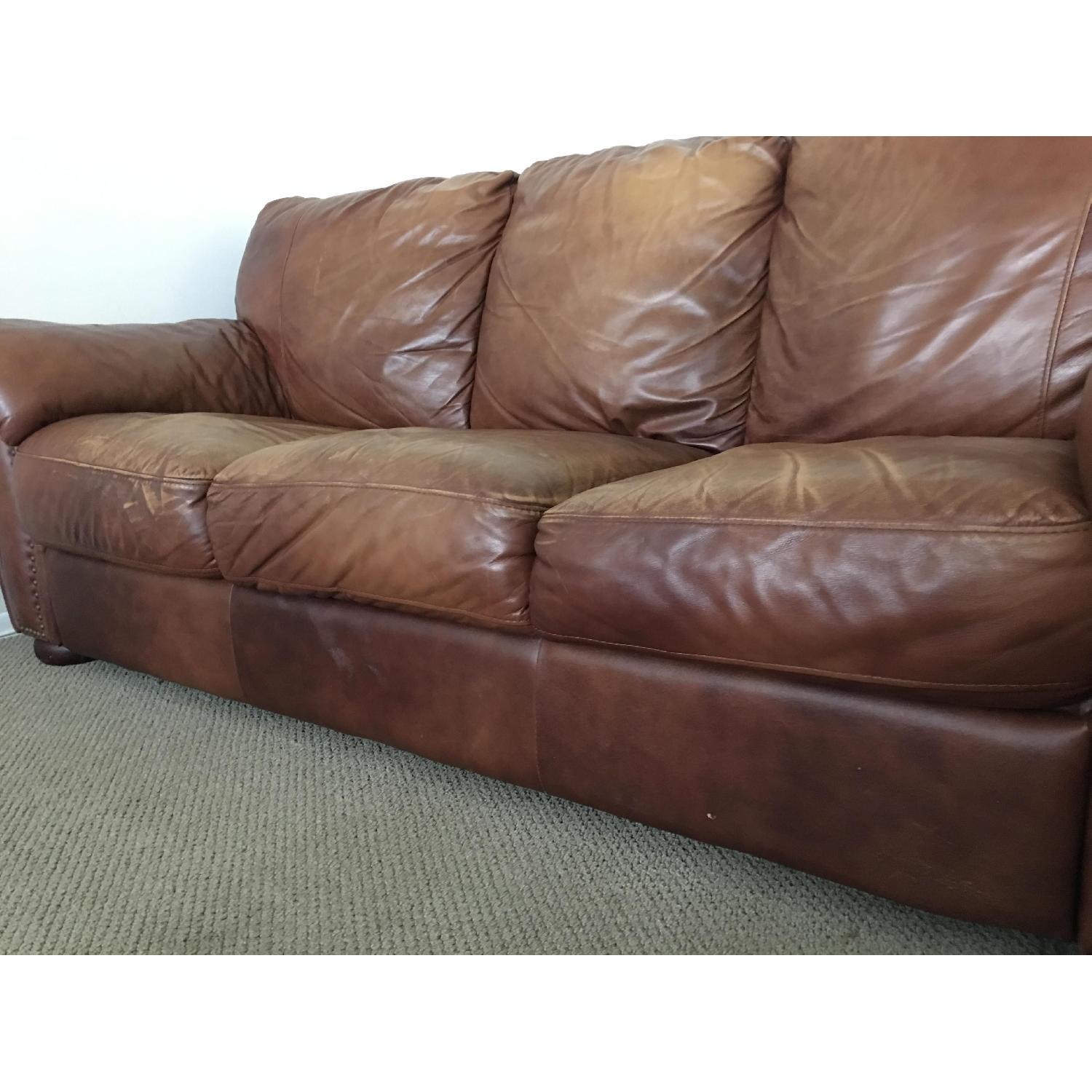 Leather 3 Seat Sofa in Mocha Brown - image-6