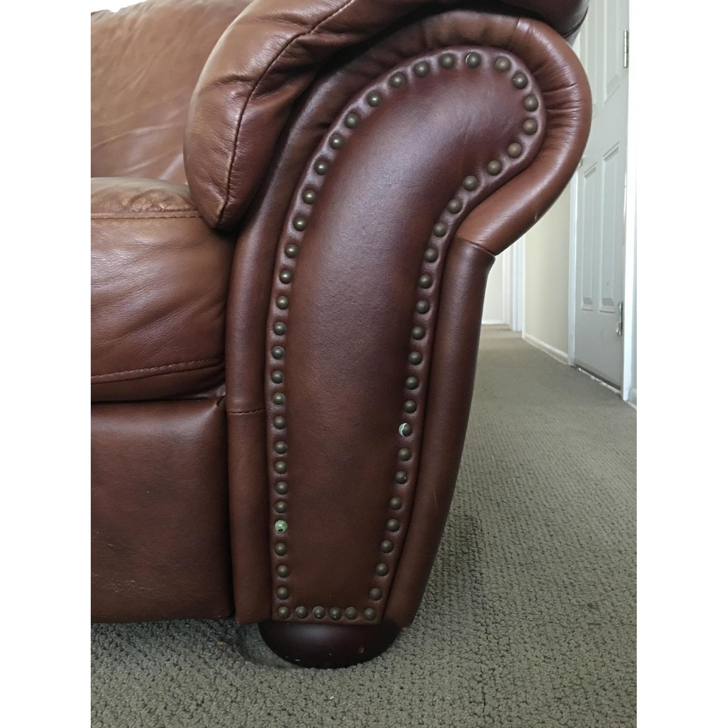 Leather 3 Seat Sofa in Mocha Brown - image-9