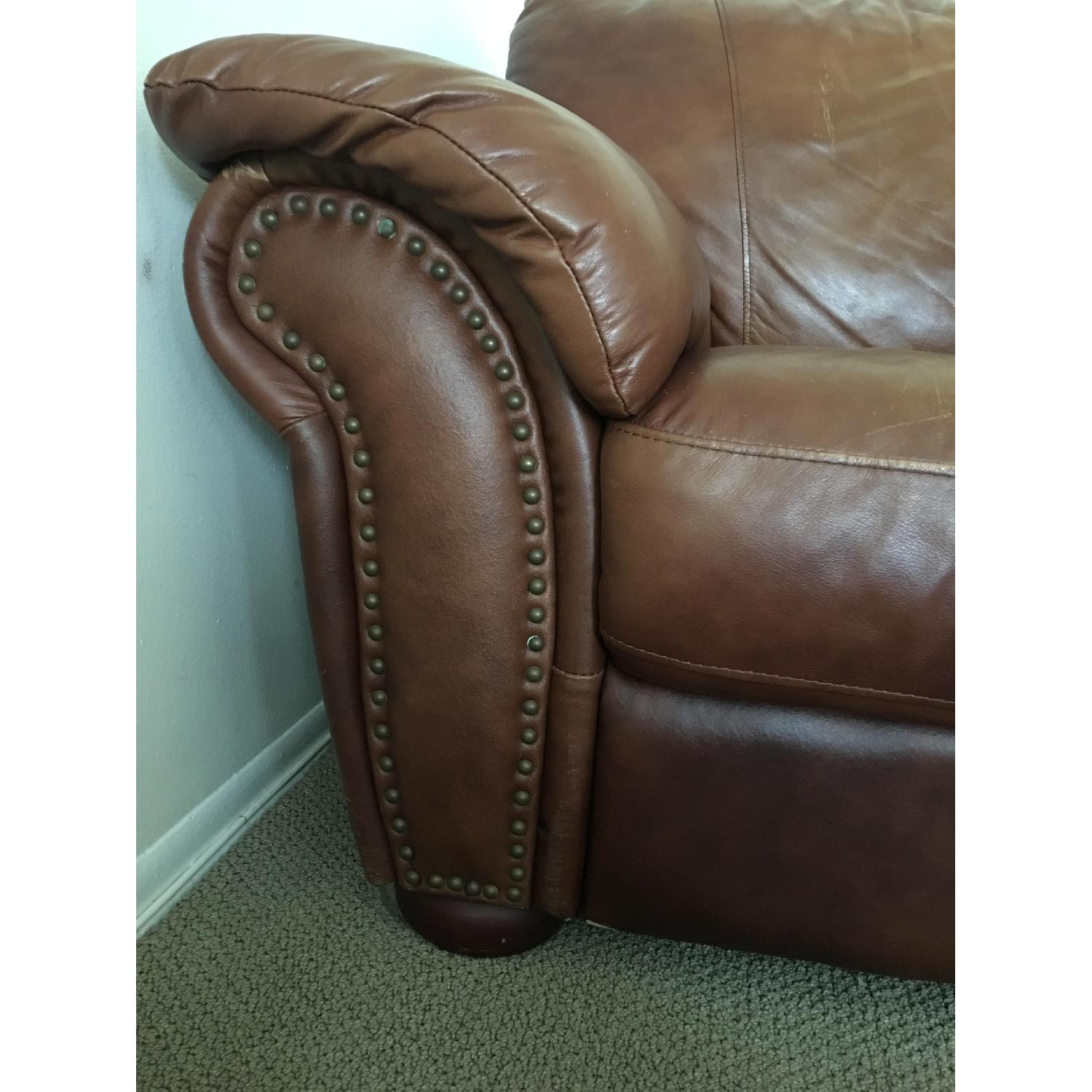 Leather 3 Seat Sofa in Mocha Brown - image-11
