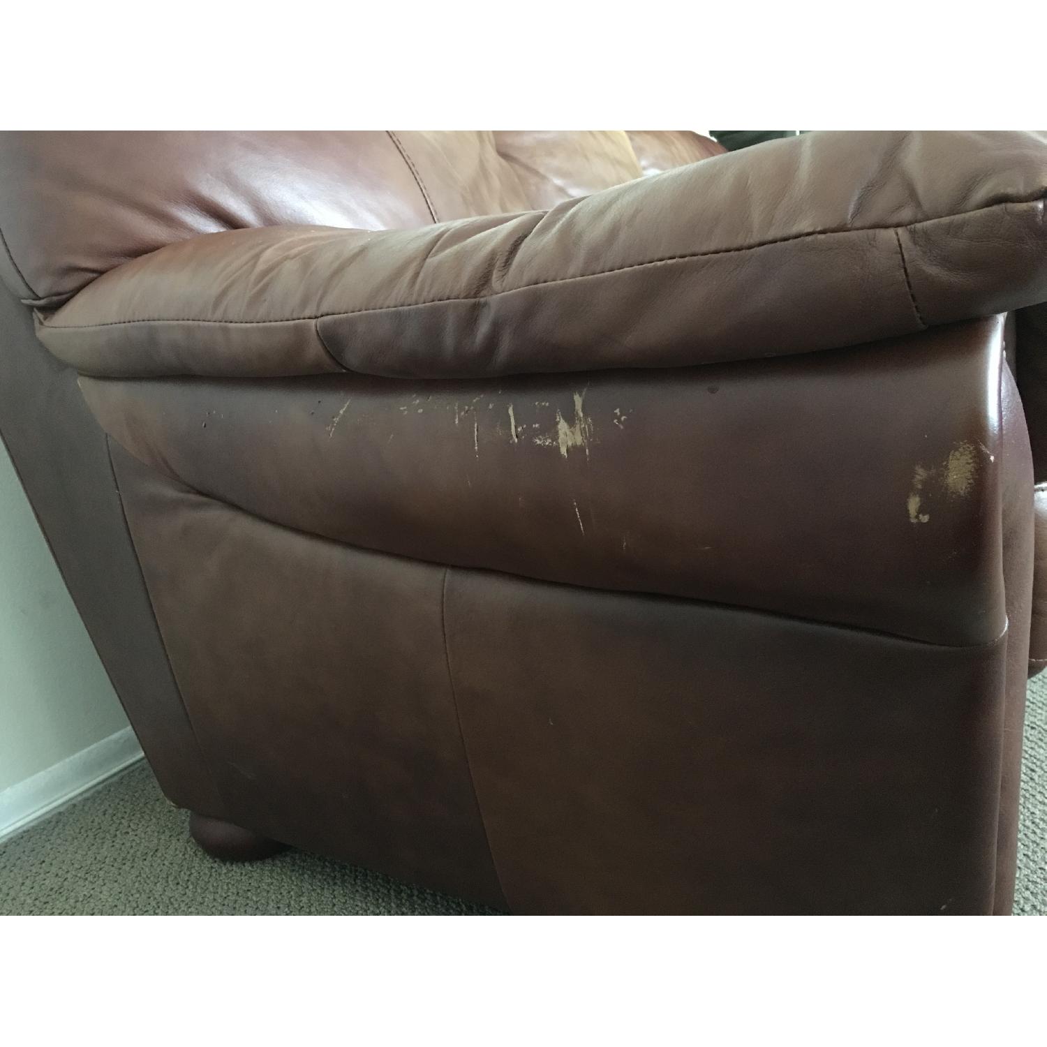 Leather 3 Seat Sofa in Mocha Brown - image-12