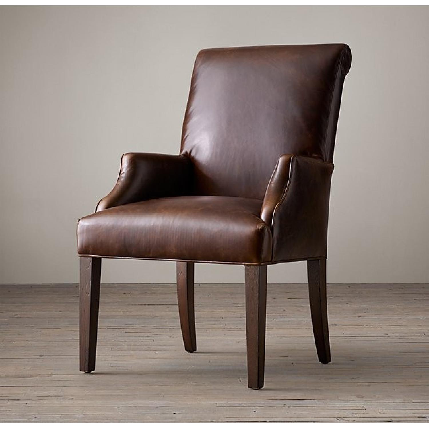 Restoration Hardware Hudson Roll Back Leather Armchair - image-1