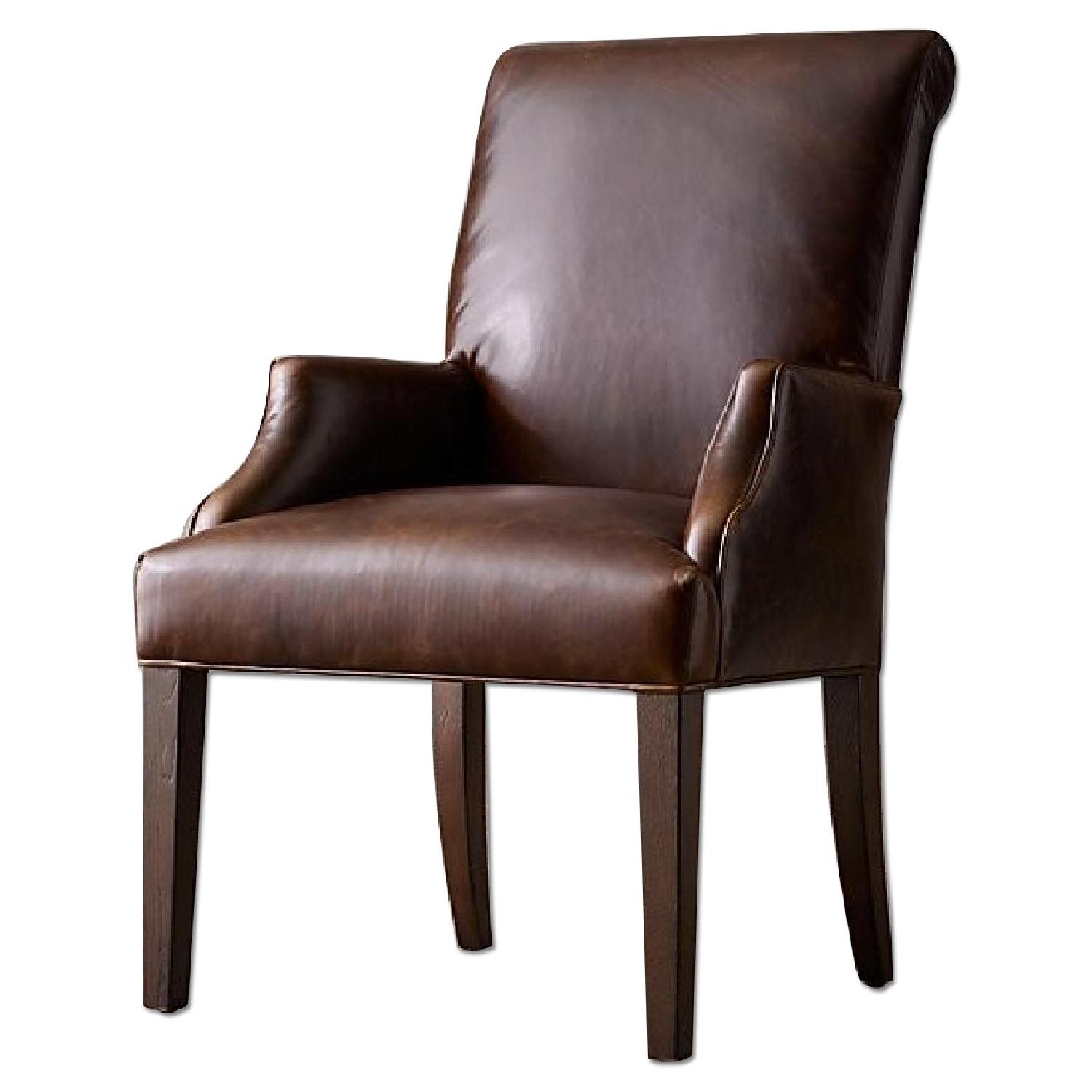 Restoration Hardware Hudson Roll Back Leather Armchair - image-0