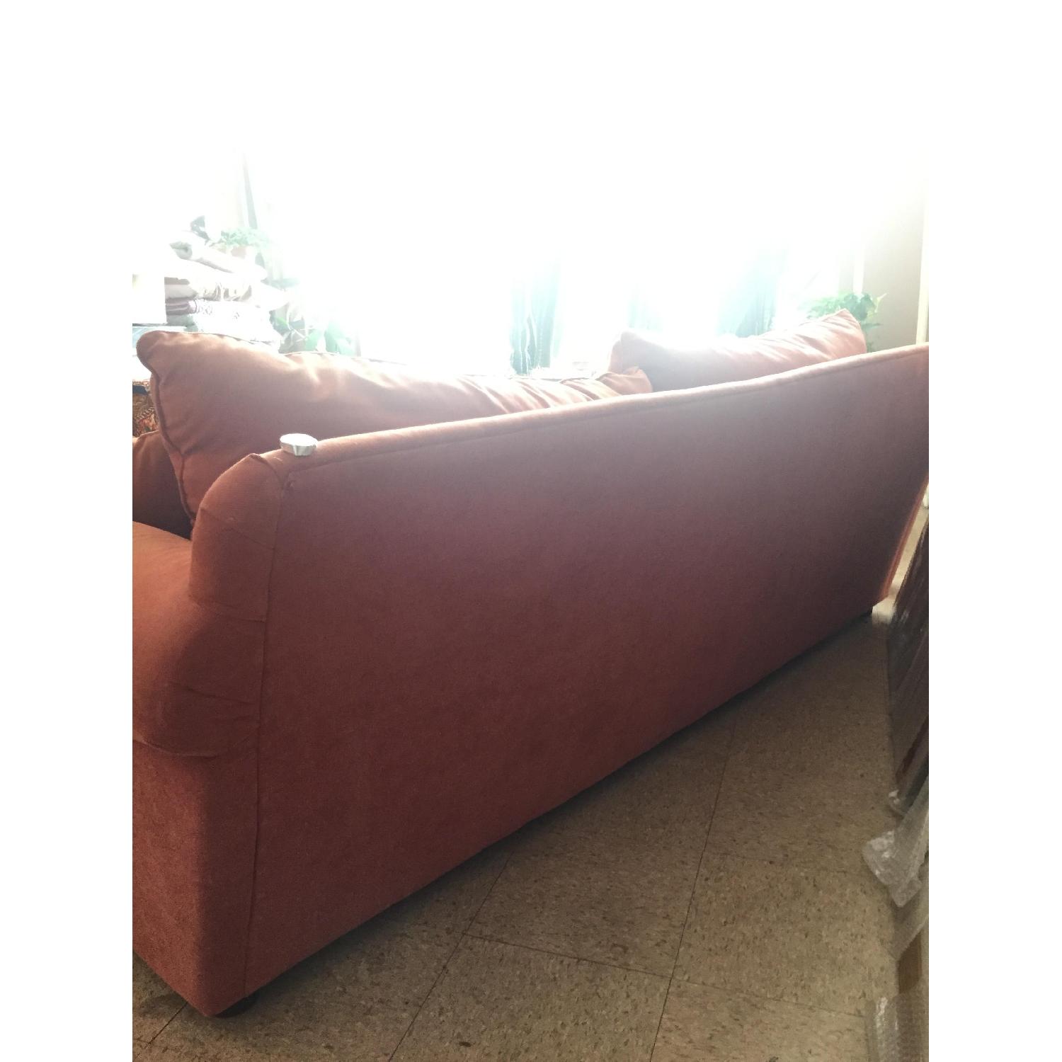 Orange Microsuede Couch - image-1