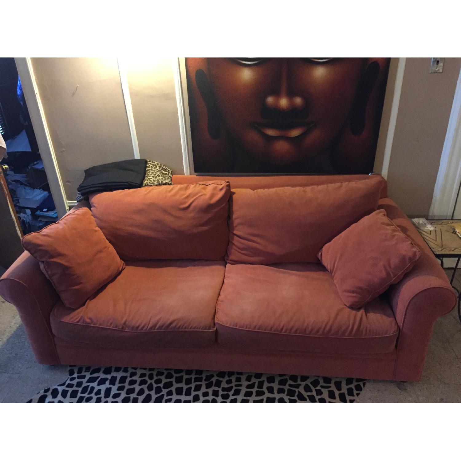 Orange Microsuede Couch - image-2