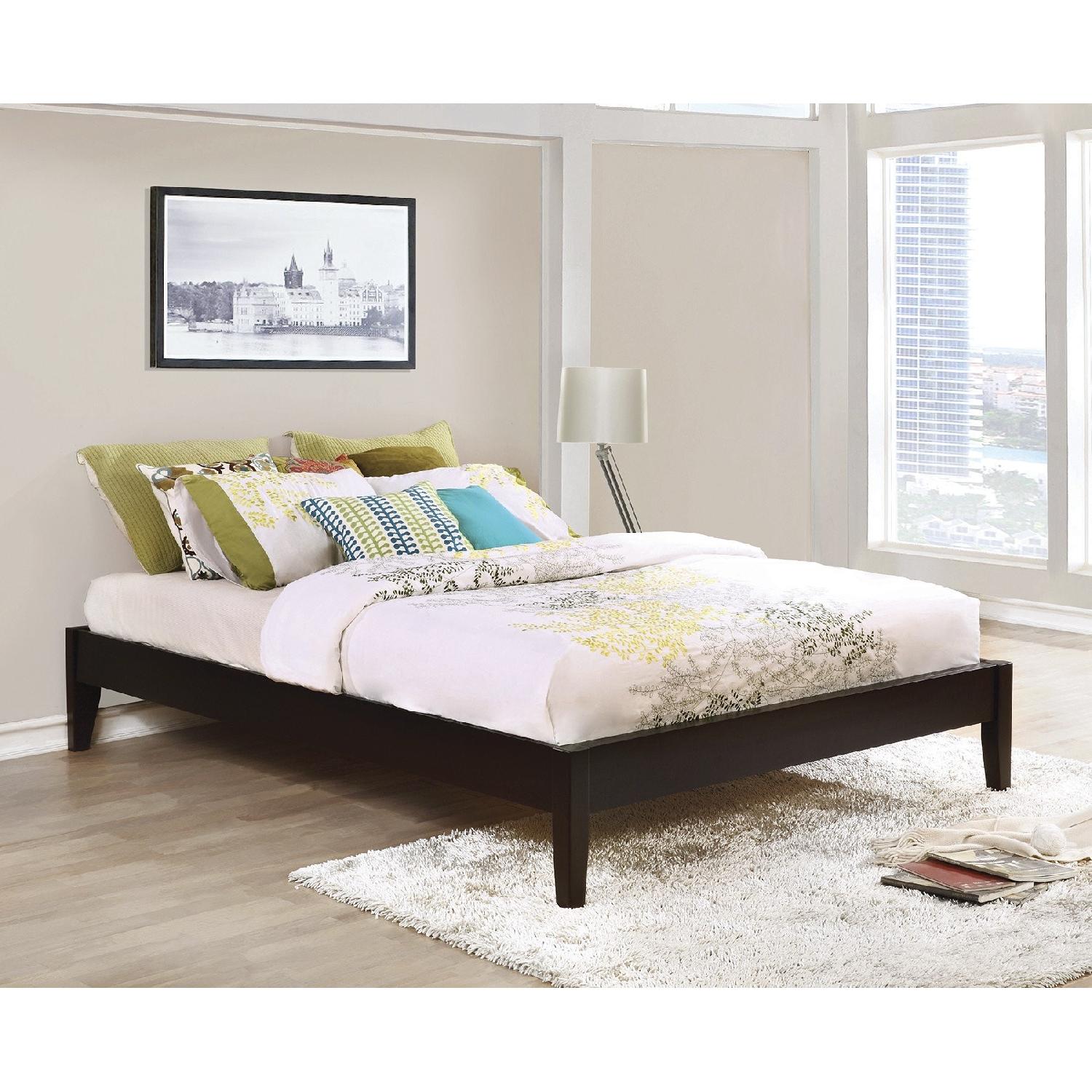 Solid Wood Queen Size Minimalist Platform Bed w/ Espresso Finish AptDeco