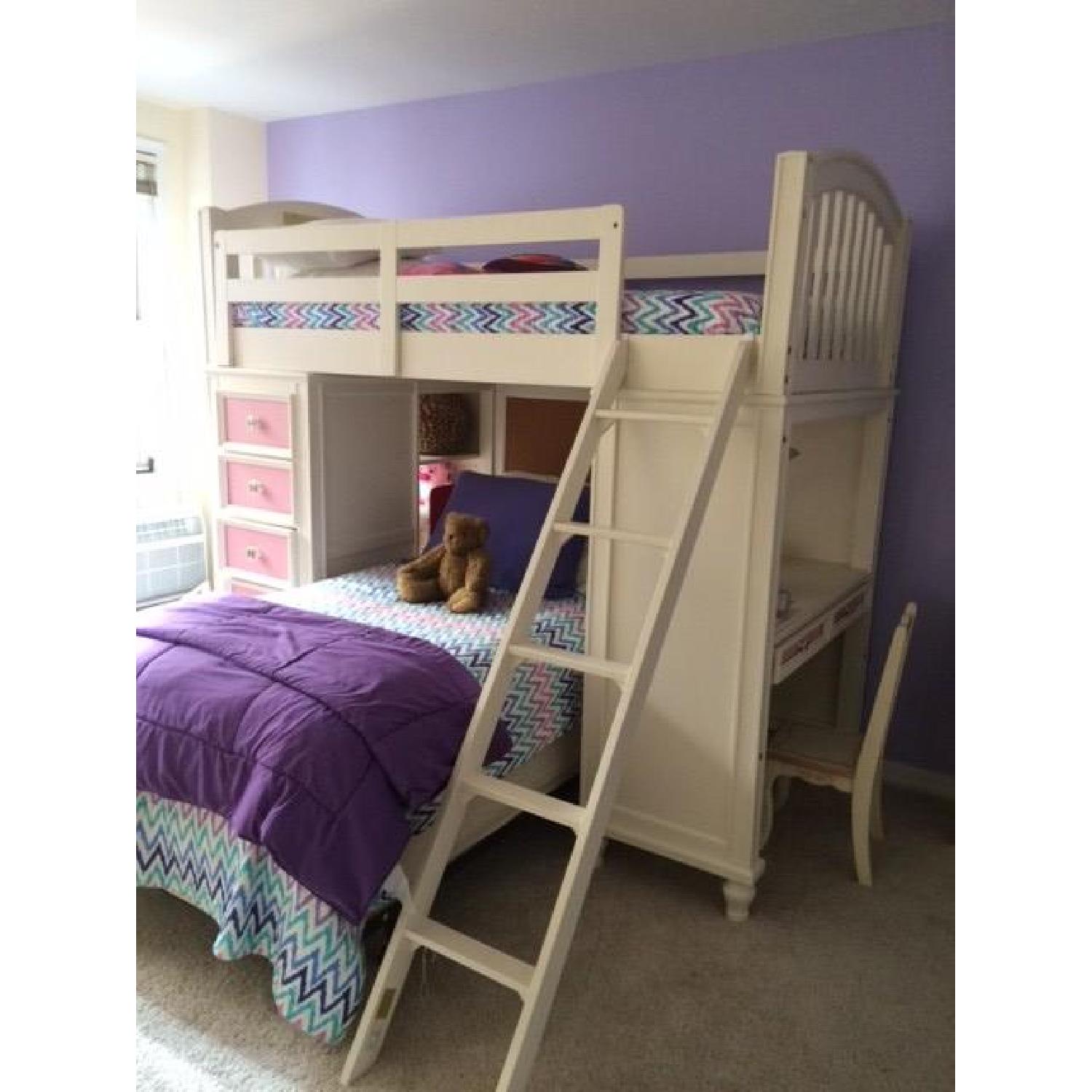 White Bunk Beds w//Storage & Desk - image-3