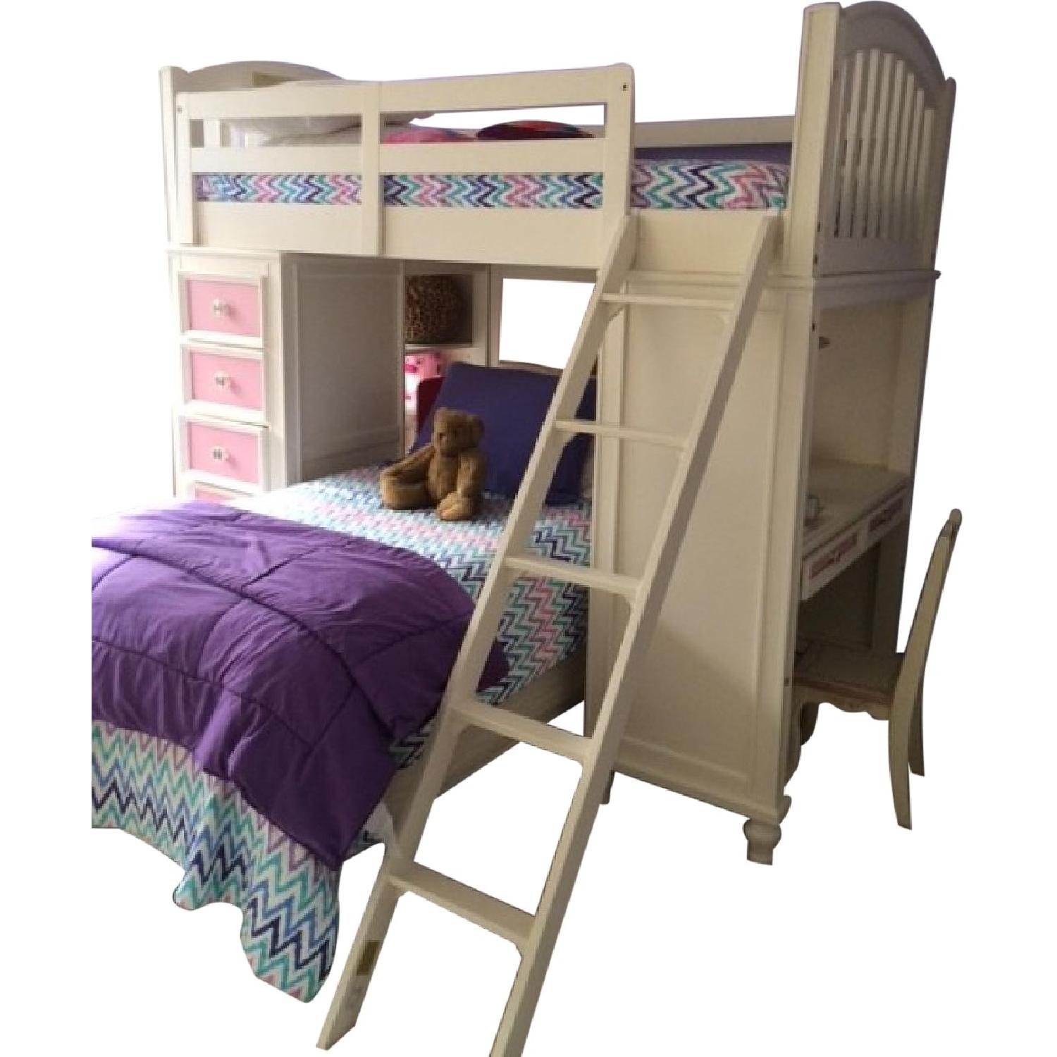 White Bunk Beds w//Storage & Desk - image-0