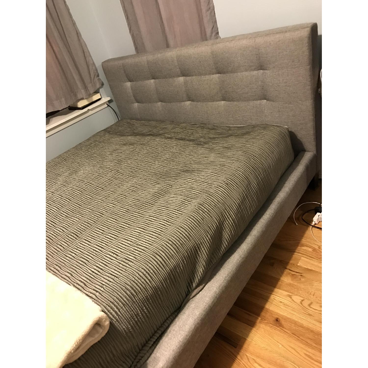 Baxton Studio Quincy Grey Linen Platform Queen Bed Frame - image-2