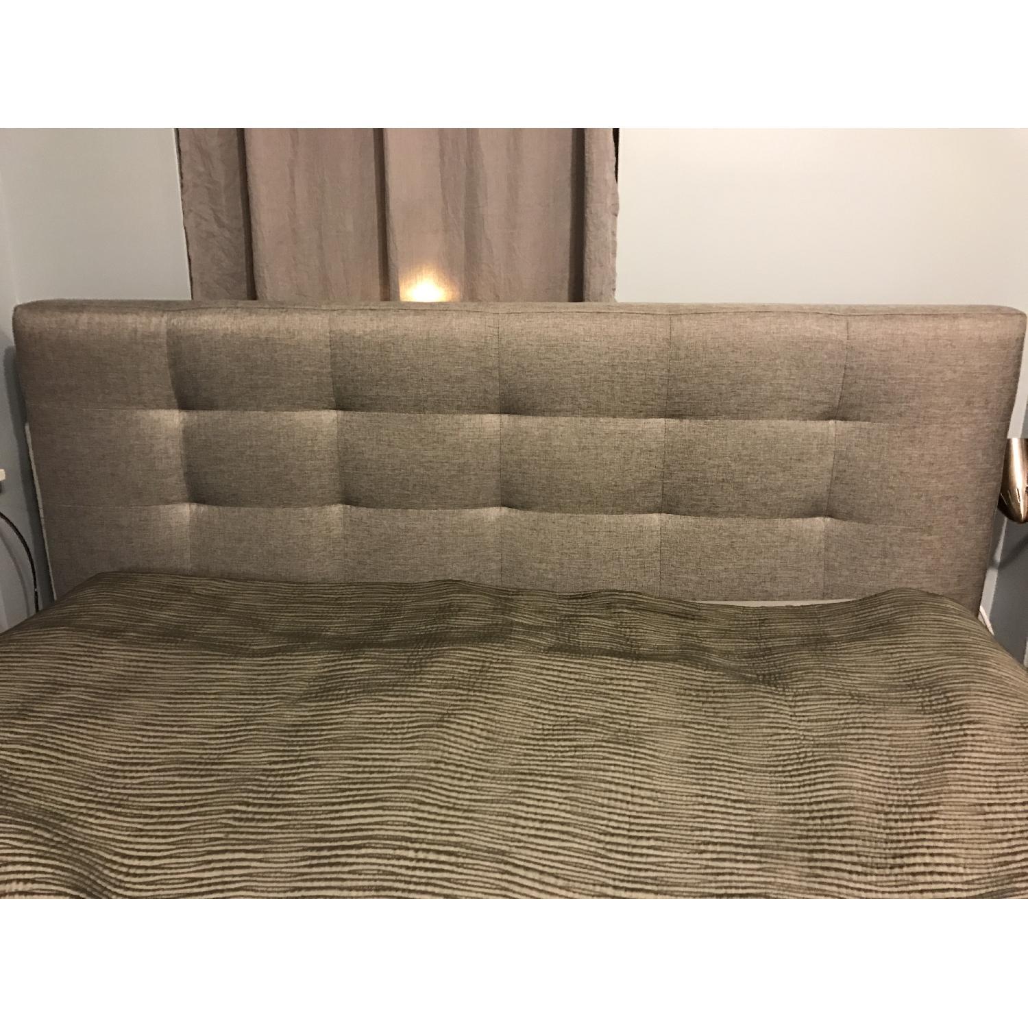 Baxton Studio Quincy Grey Linen Platform Queen Bed Frame - image-3