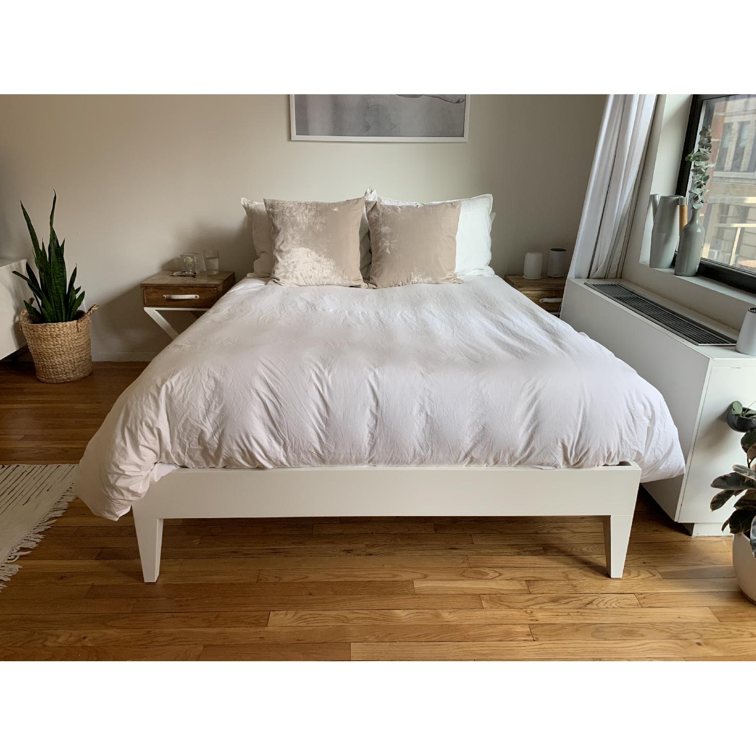 West Elm Narrow-Leg White Wood Bed Frame - image-1