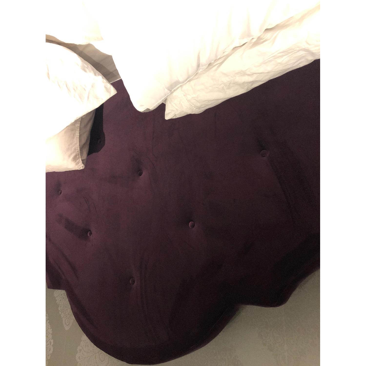 King Size Purple Upholstered Platform Bed Frame - image-1