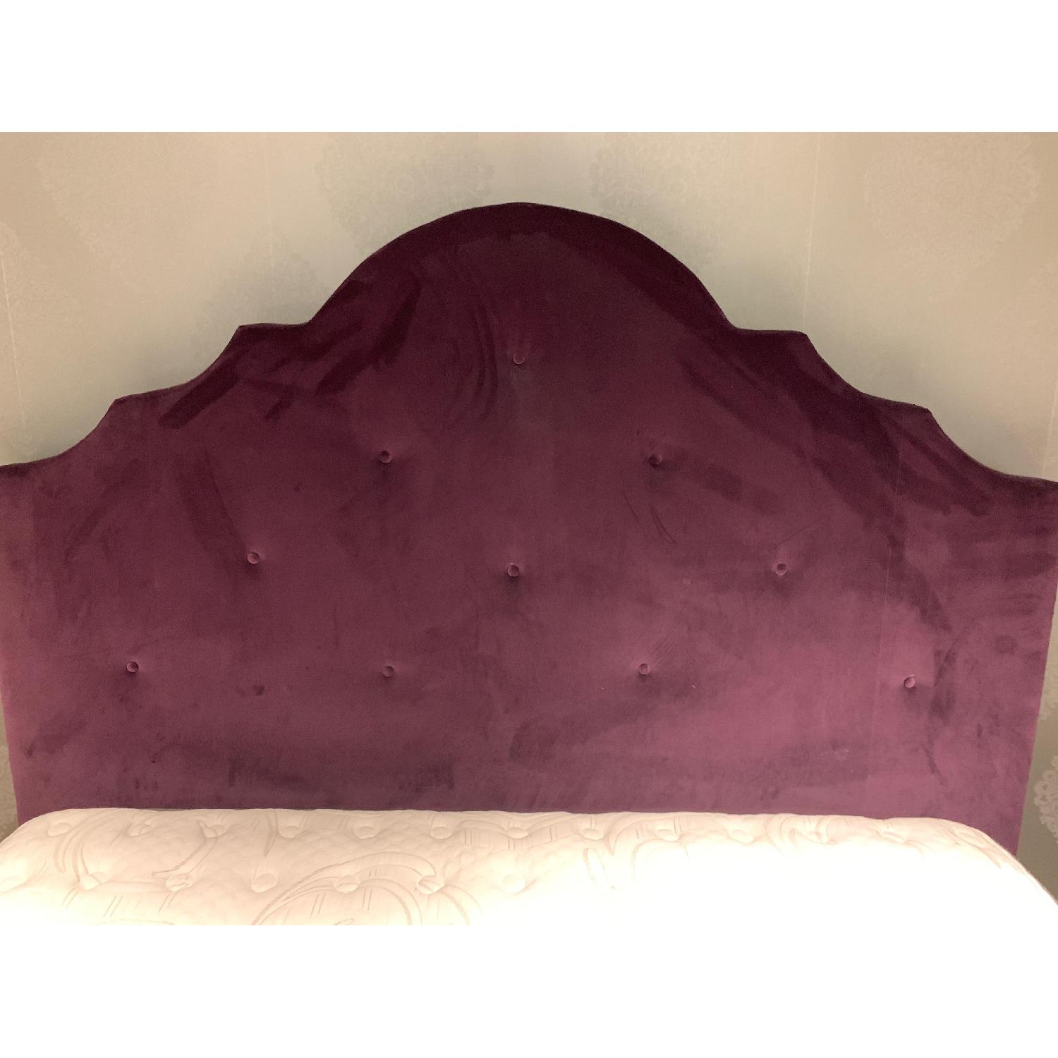 King Size Purple Upholstered Platform Bed Frame - image-2