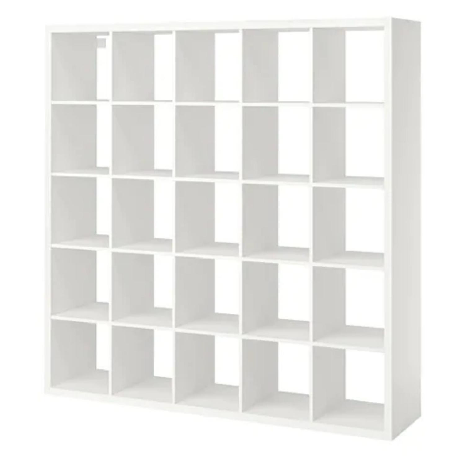 Ikea Kallax White Bookshelf w/ 5 Baskets AptDeco