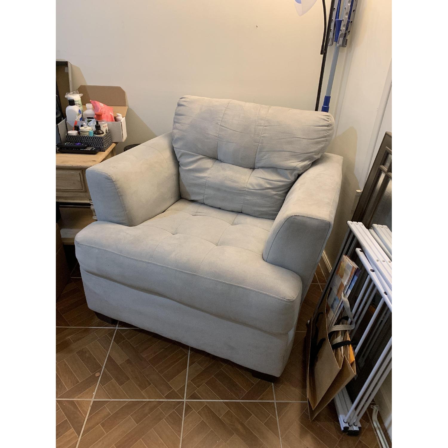 Ashley Grey Suede Armchair - image-3