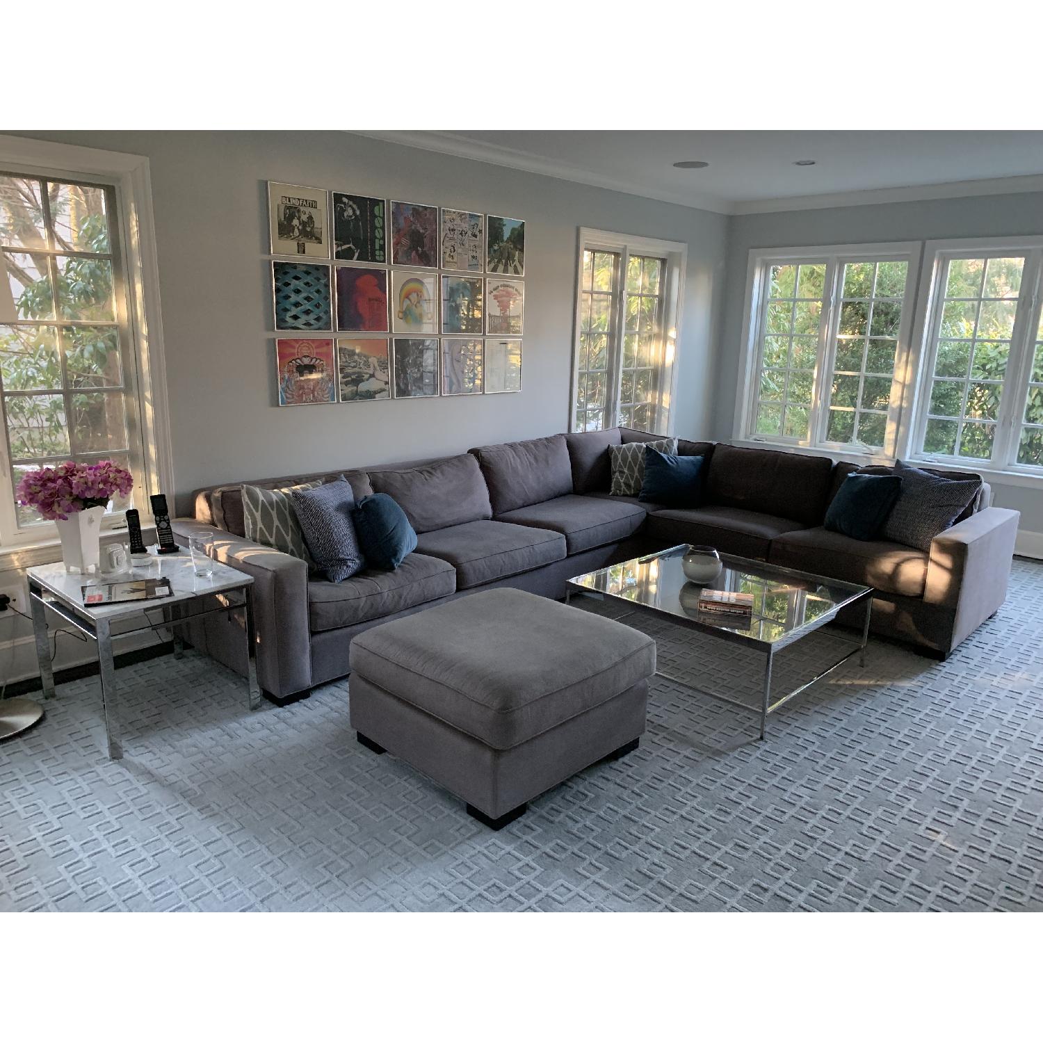 Mitchell Gold + Bob Williams Grey Sectional Sofa & Ottoman - image-1