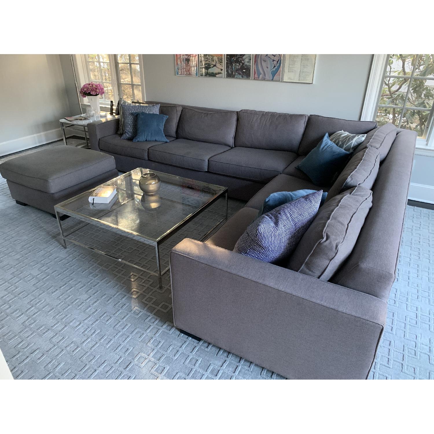Mitchell Gold + Bob Williams Grey Sectional Sofa & Ottoman - image-2