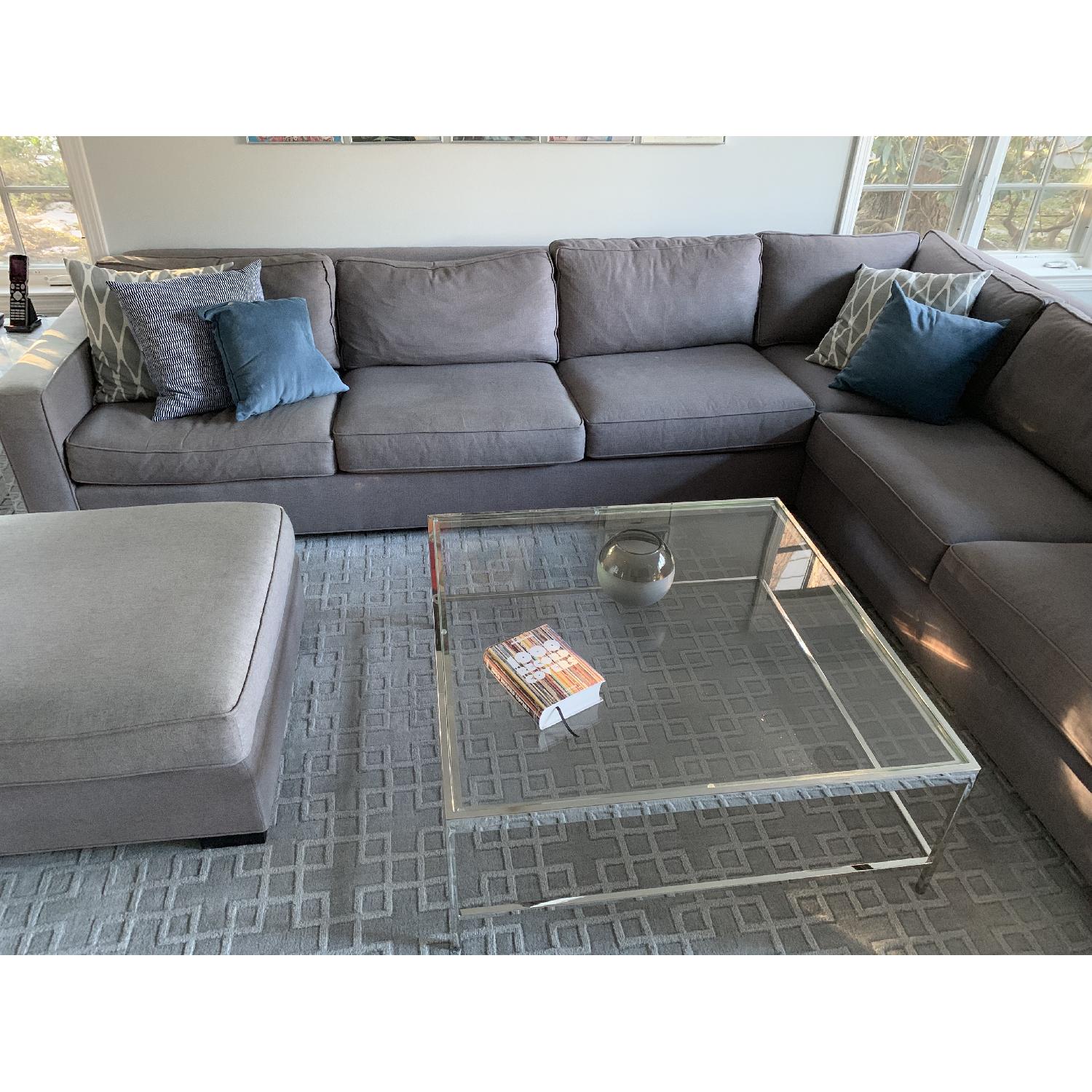 Mitchell Gold + Bob Williams Grey Sectional Sofa & Ottoman - image-3