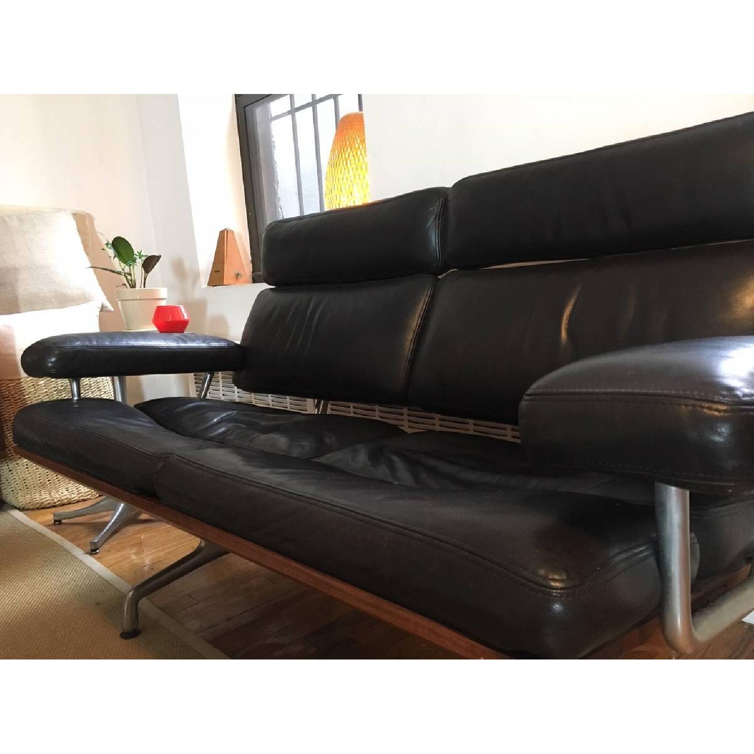 Herman Miller Eames Black Leather 2 Seater Sofa - image-2